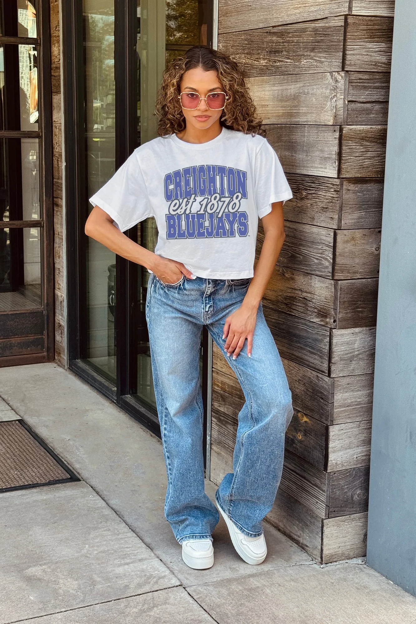 CREIGHTON BLUEJAYS DEEP ROOTS BOXY FIT WOMEN'S CROPPED TEE - Image 2