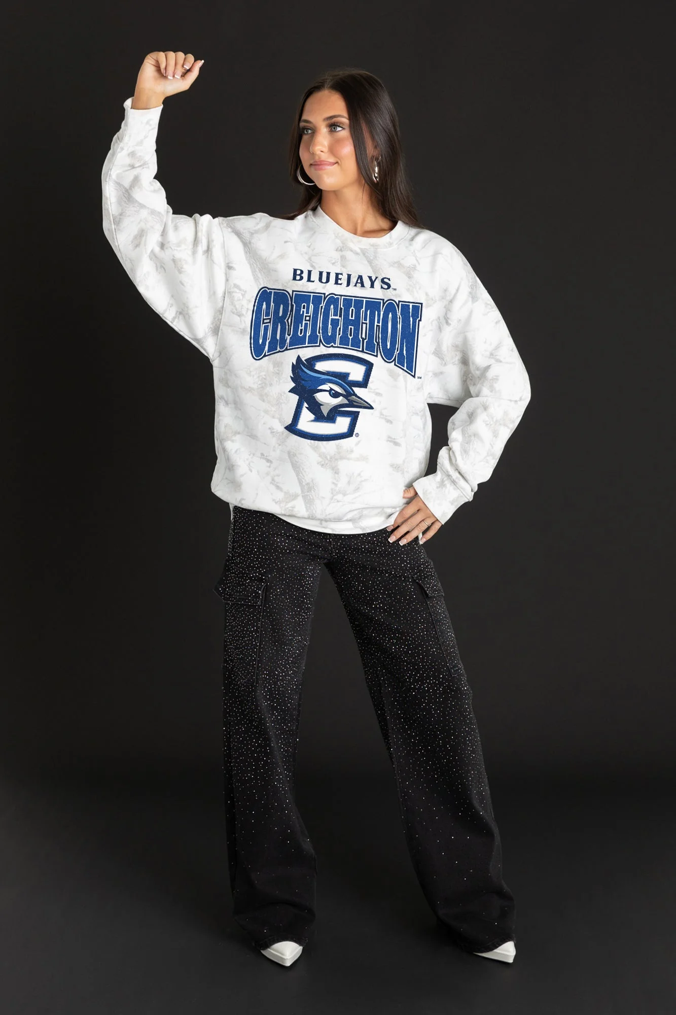 CREIGHTON BLUEJAYS RALLY READY PREMIUM DROP SHOULDER CAMO PULLOVER - Image 3