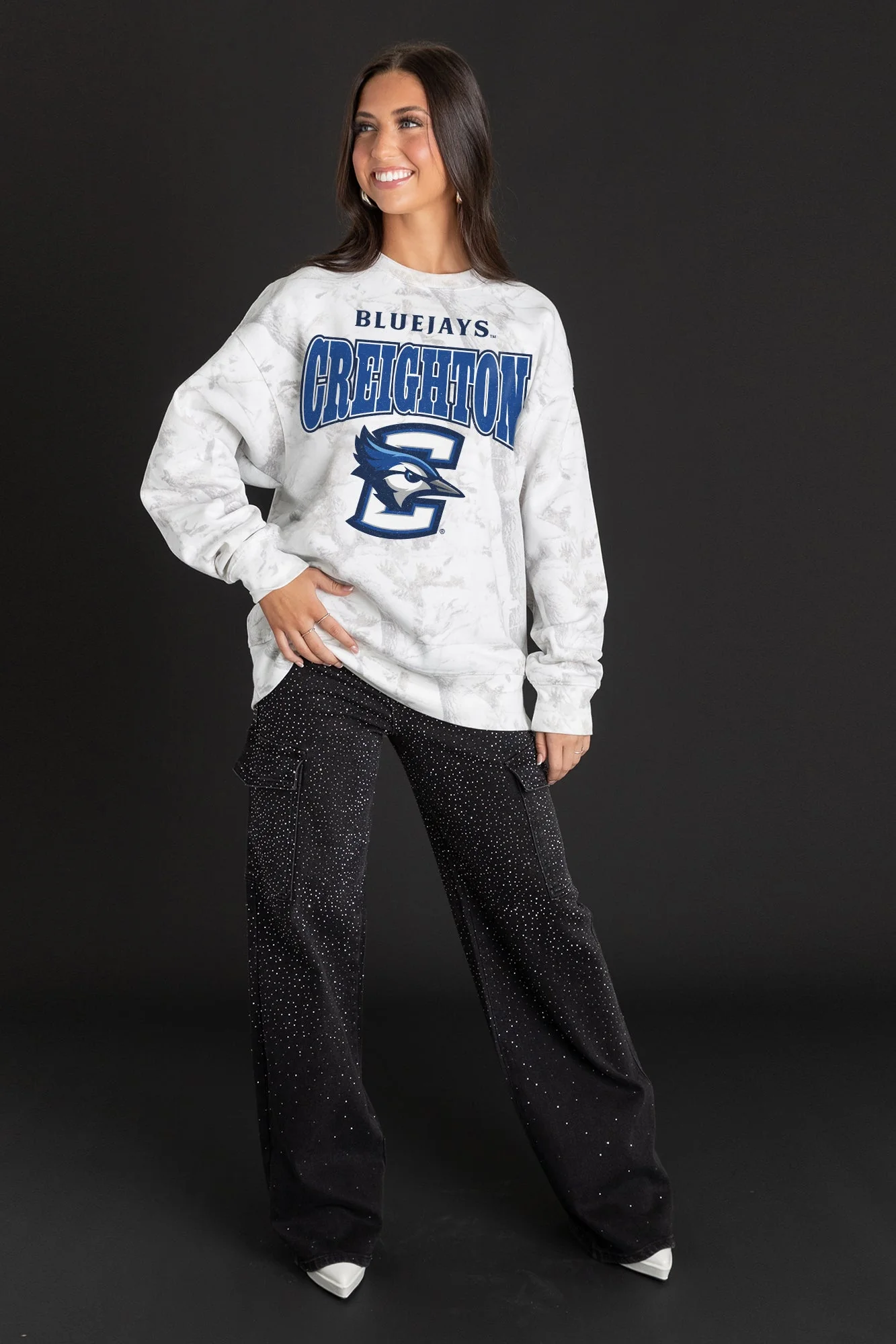 CREIGHTON BLUEJAYS RALLY READY PREMIUM DROP SHOULDER CAMO PULLOVER - Image 4