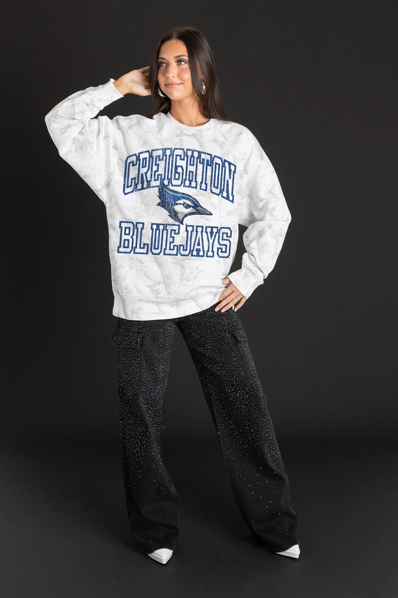 CREIGHTON BLUEJAYS WHITEOUT PREMIUM DROP SHOULDER CAMO PULLOVER - Image 3