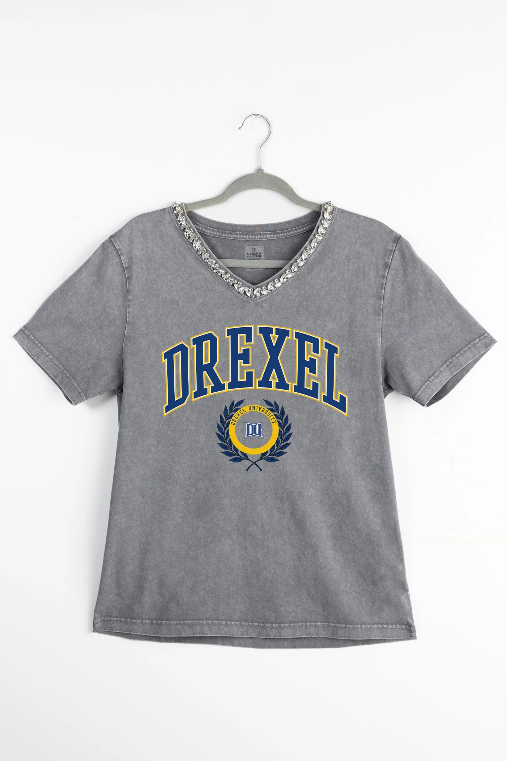 DREXEL UNIVERSITY DRAGONS ICONIC EDGE RHINESTONE TRIM V-NECK TEE - Image 8