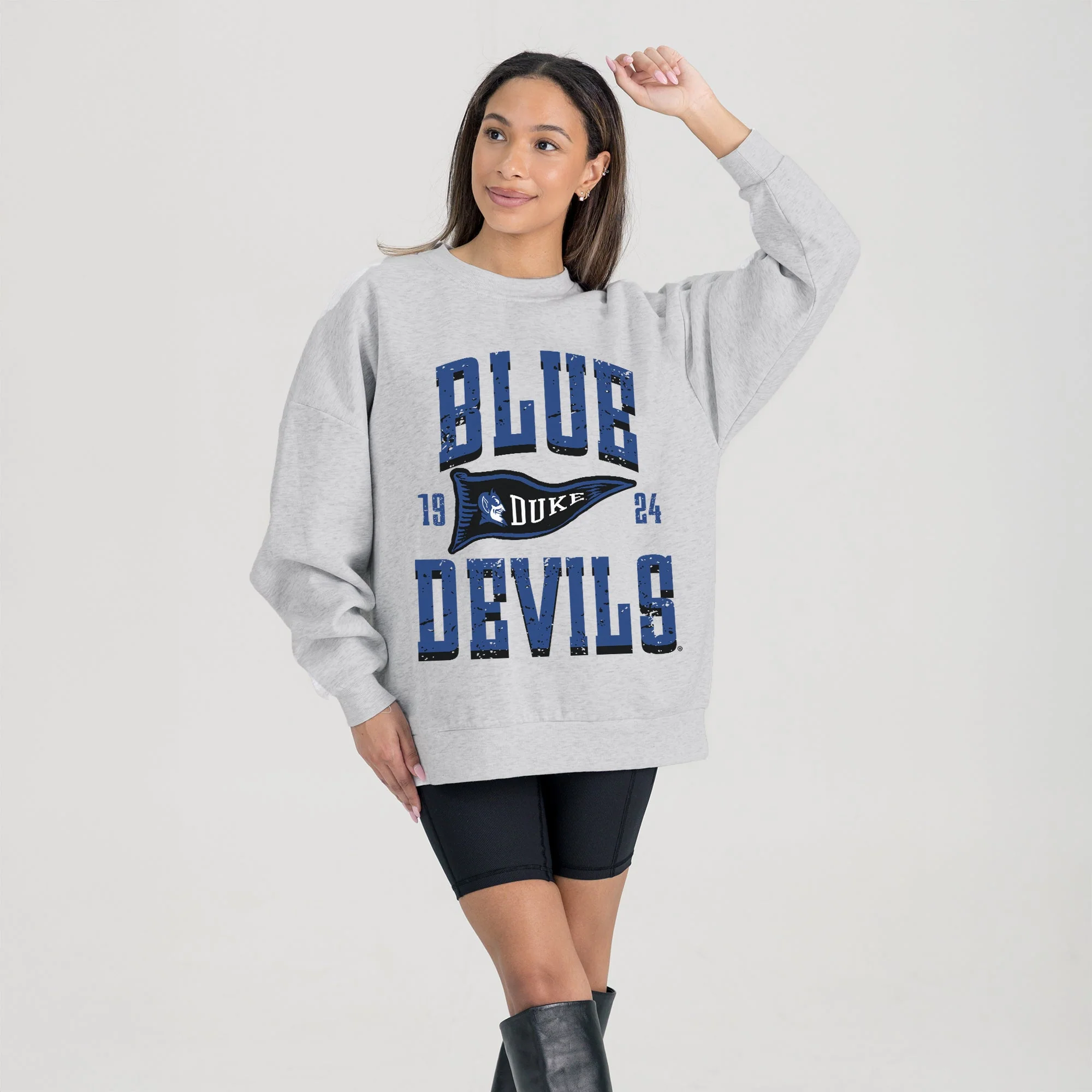 DUKE BLUE DEVILS PENNANT PRIDE PREMIUM FLEECE DROP SHOULDER CREWNECK PULLOVER - Image 4
