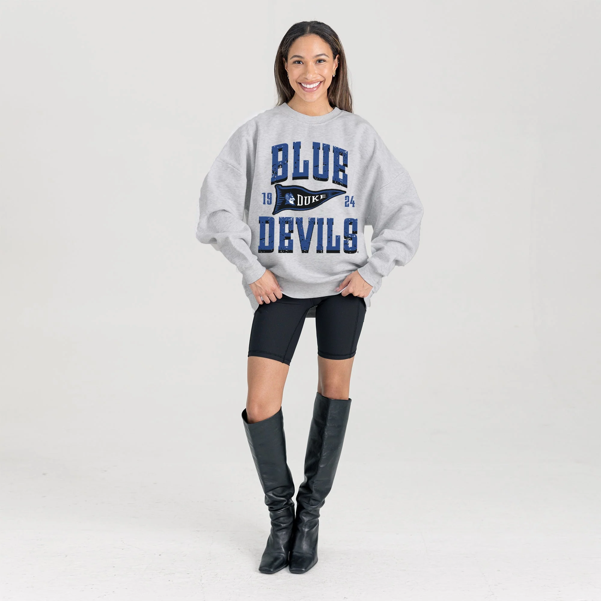 DUKE BLUE DEVILS PENNANT PRIDE PREMIUM FLEECE DROP SHOULDER CREWNECK PULLOVER - Image 6