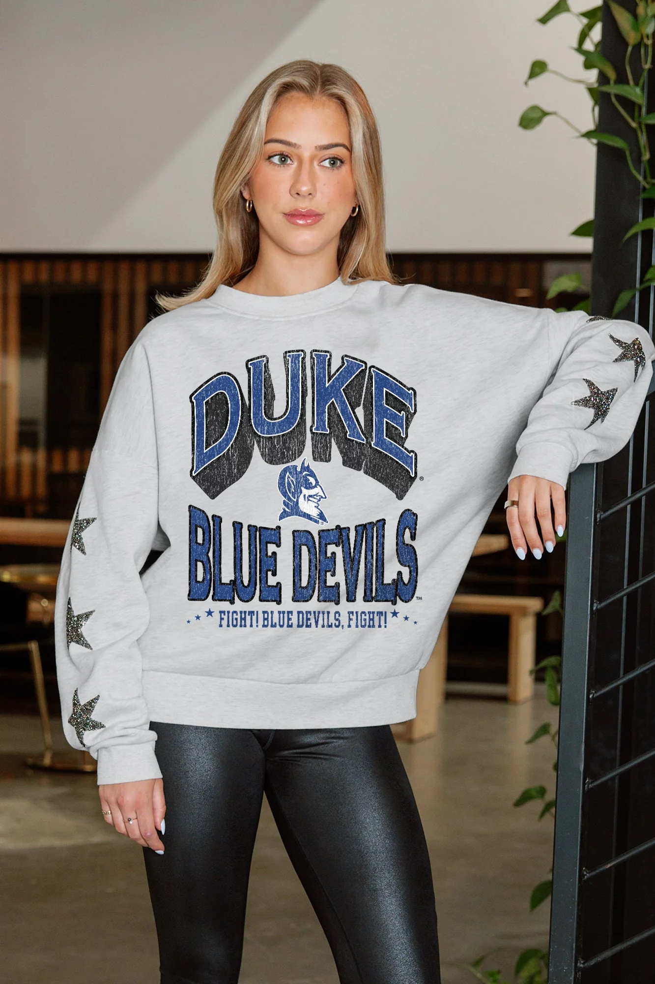 DUKE BLUE DEVILS RESILIENCE STAR EMBELLISHED CREW SWEATSHIRT - Image 2