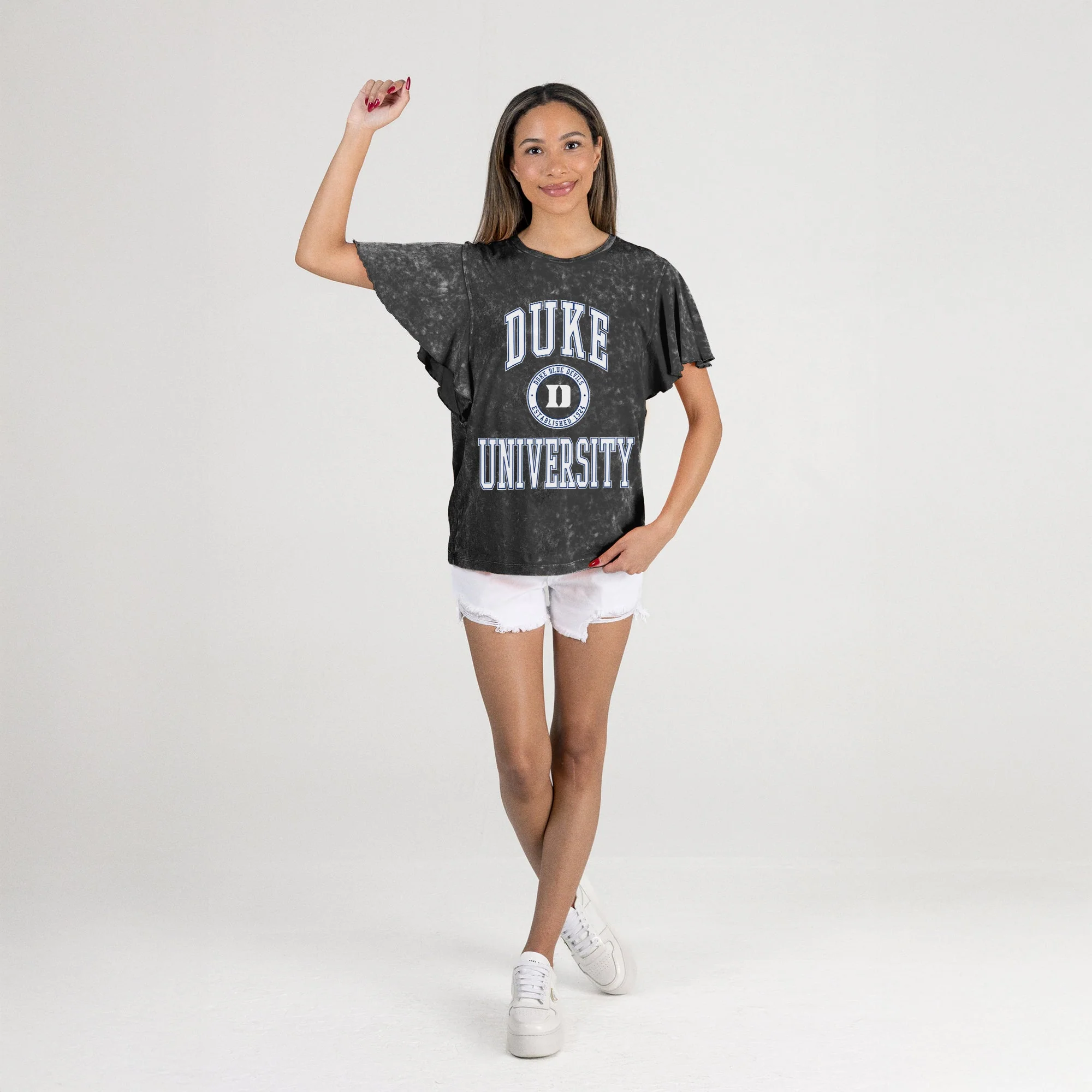 DUKE BLUE DEVILS VICTORY MODE FLUTTER SLEEVE TEE IN BLACK - Image 6