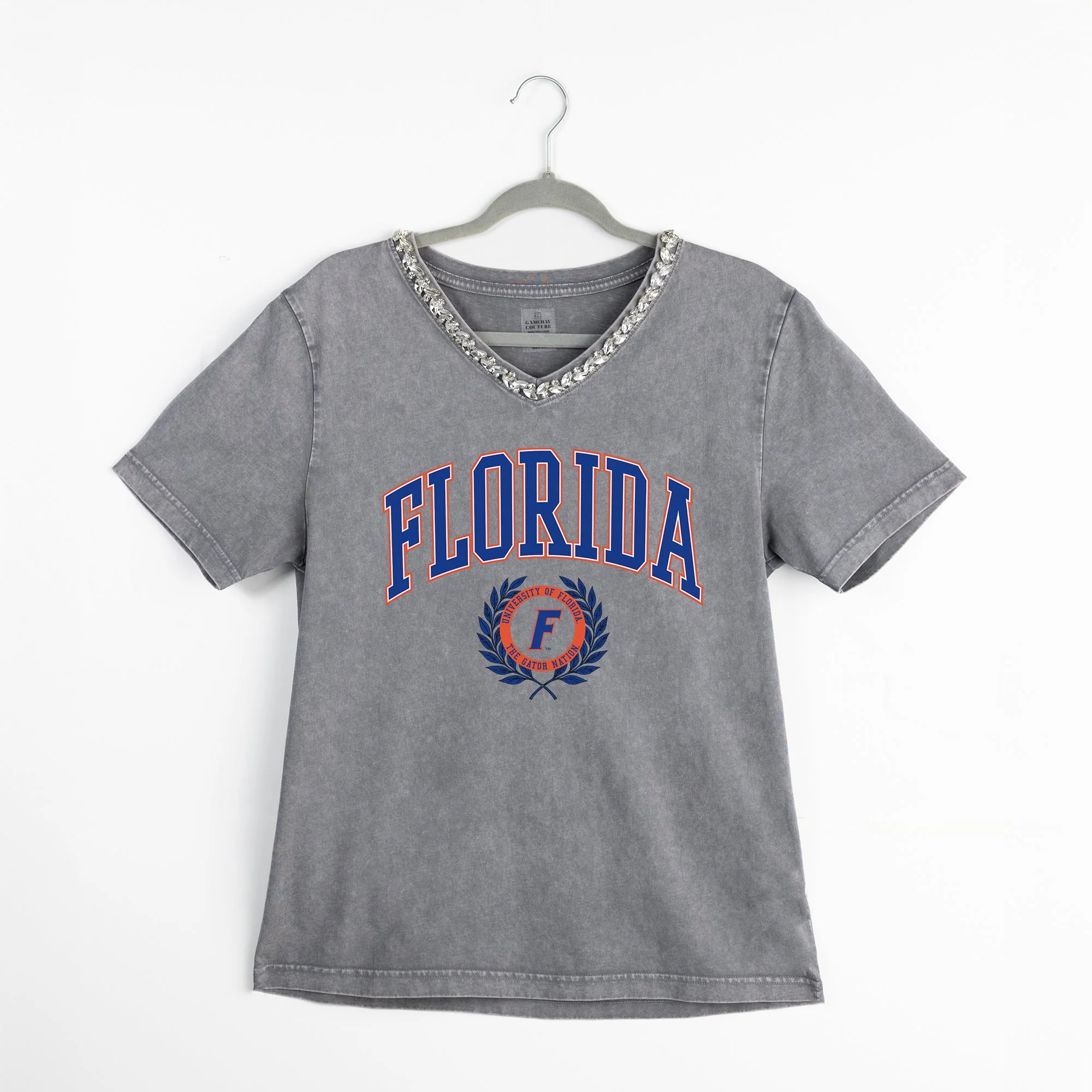 FLORIDA GATORS ICONIC EDGE RHINESTONE TRIM V-NECK TEE - Image 8