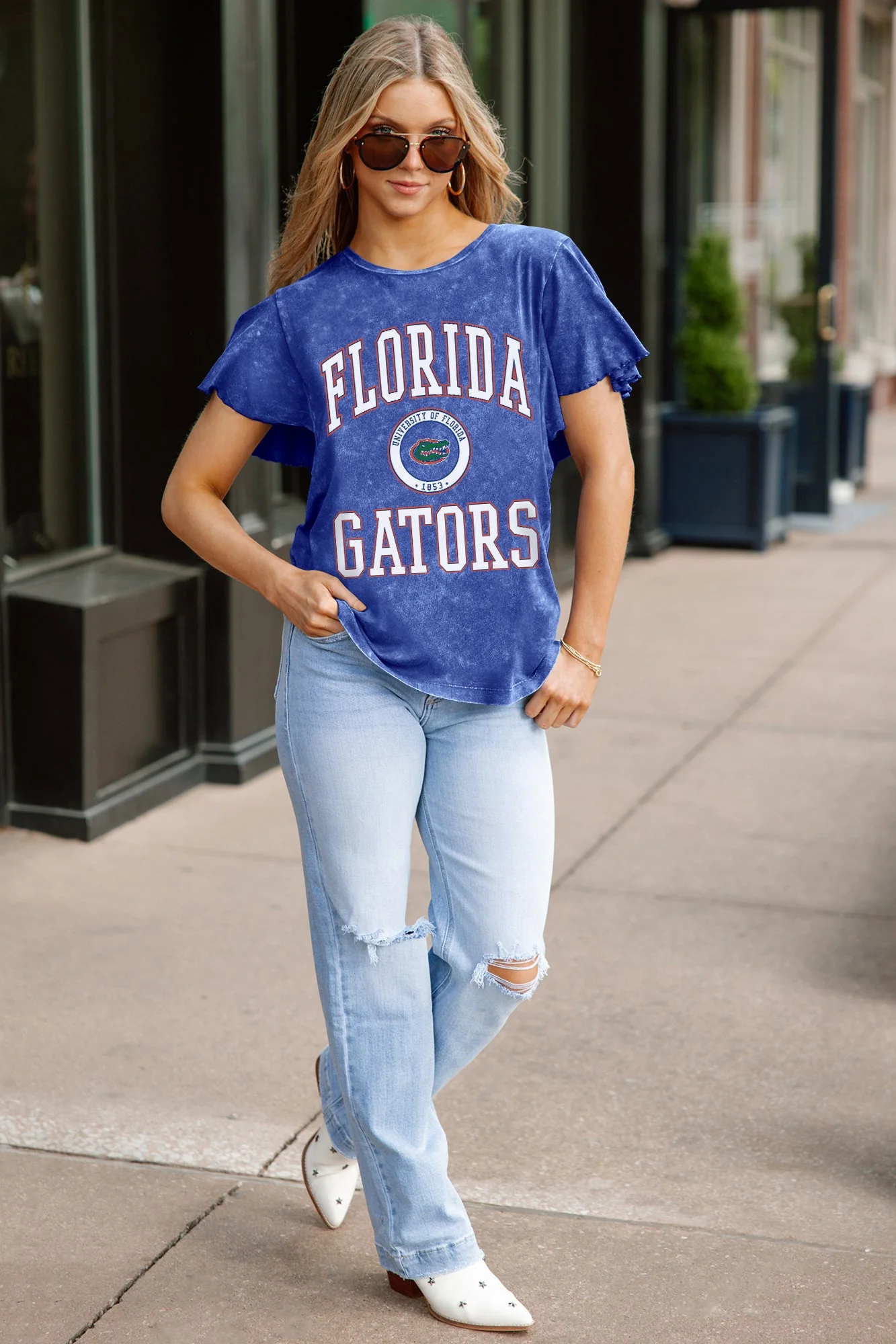 FLORIDA GATORS VICTORY MODE FLUTTER SLEEVE TEE IN ROYAL - Image 3