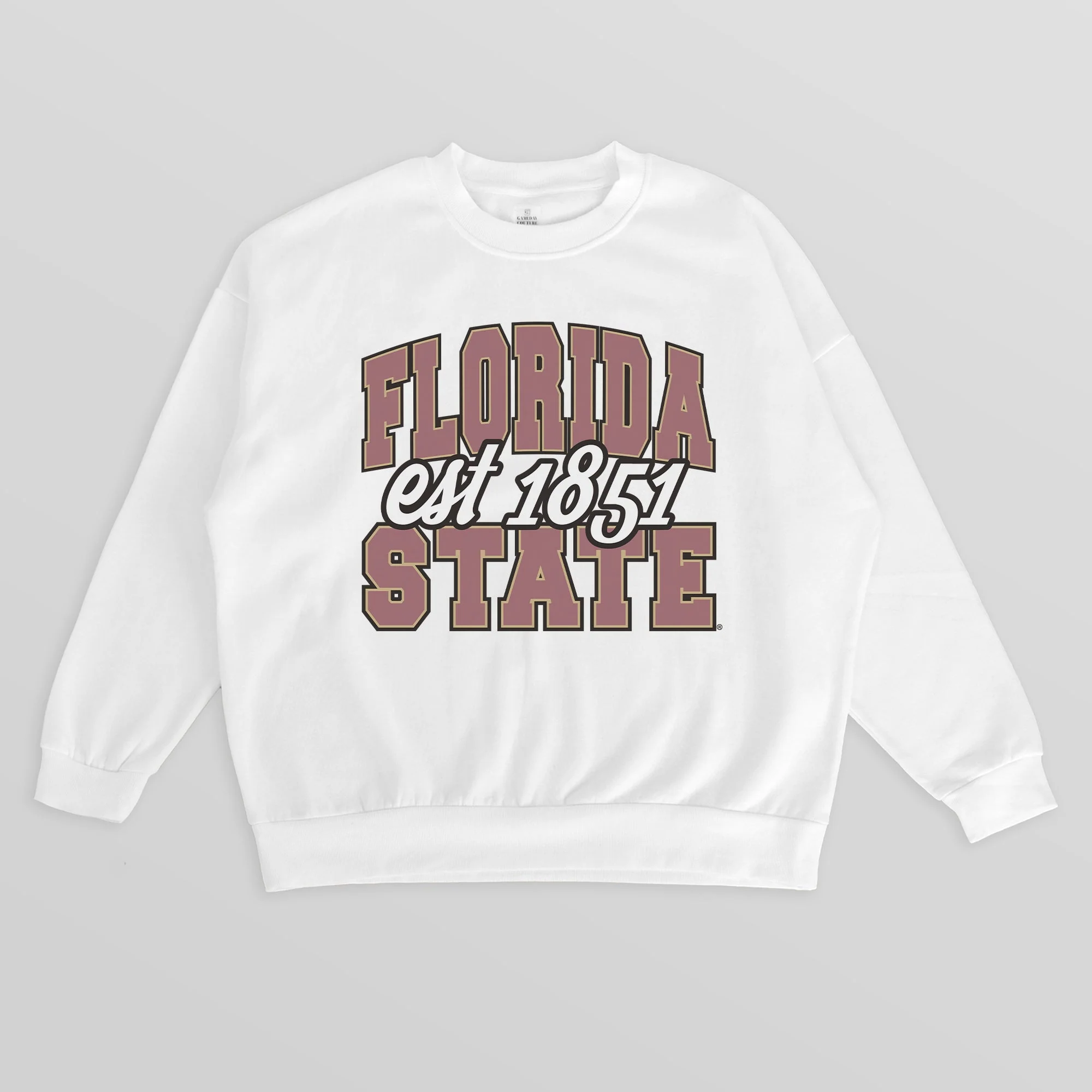 FLORIDA STATE SEMINOLES FADED FORMATION PREMIUM FLEECE DROP SHOULDER CREWNECK PULLOVER