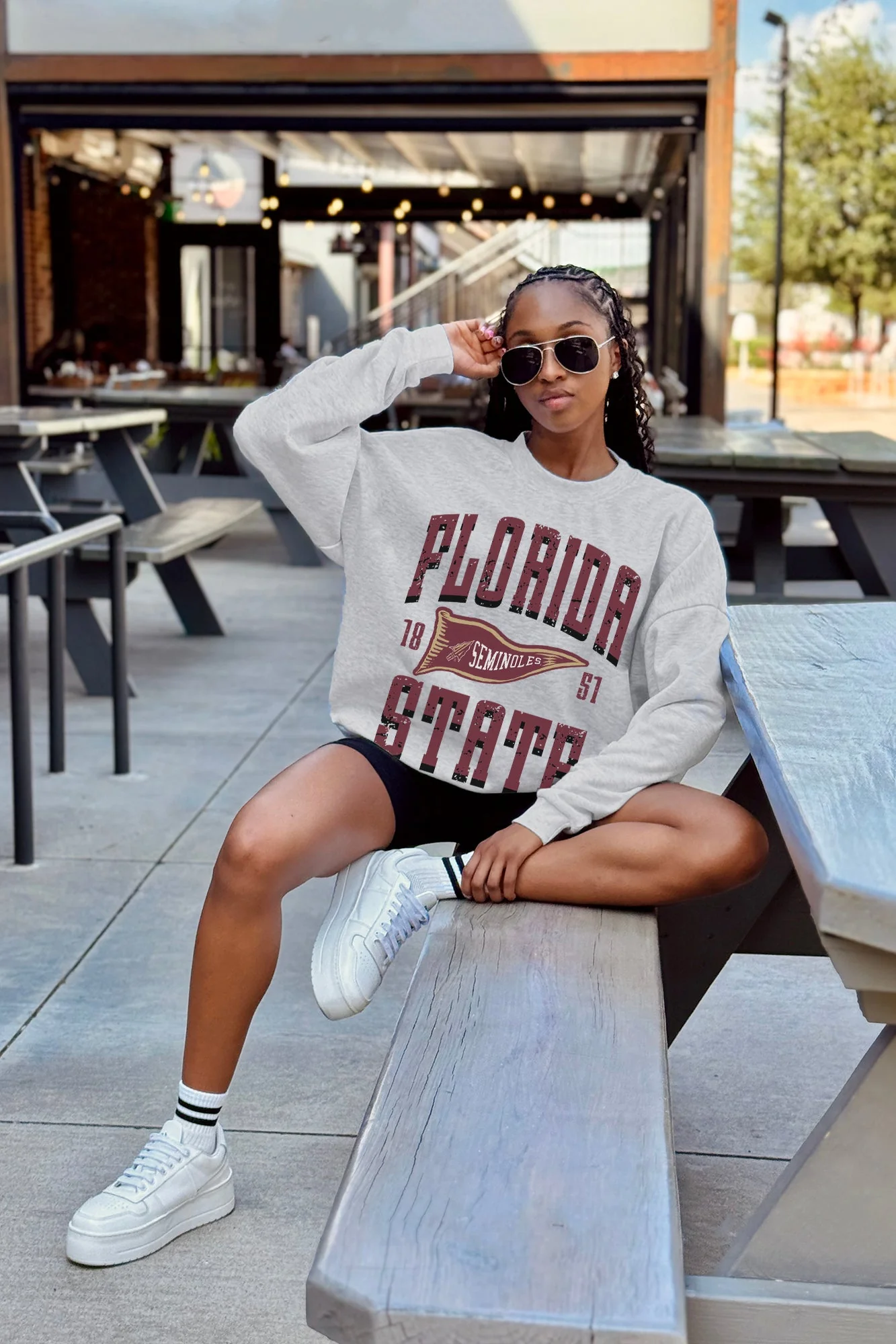 FLORIDA STATE SEMINOLES PENNANT PRIDE PREMIUM FLEECE DROP SHOULDER CREWNECK PULLOVER - Image 3