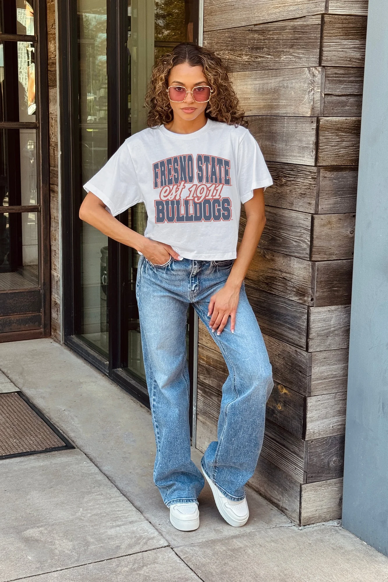 FRESNO STATE BULLDOGS DEEP ROOTS BOXY FIT WOMEN'S CROPPED TEE - Image 2