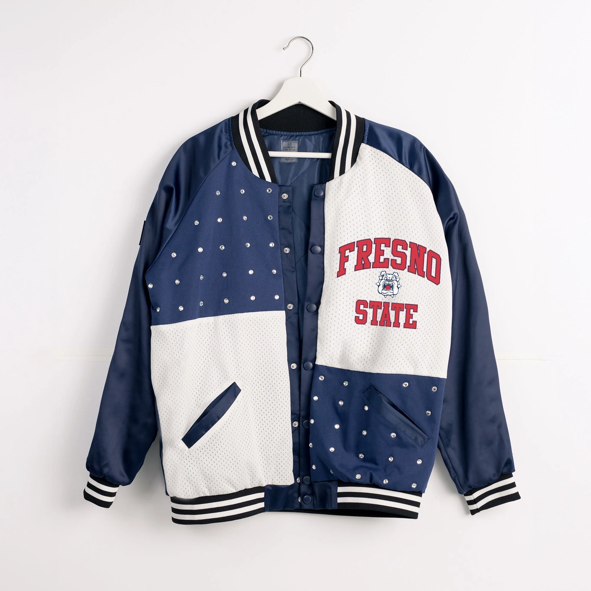 FRESNO STATE BULLDOGS REFINED RIVALRY THROWBACK VARSITY BOMBER JACKET - Image 8