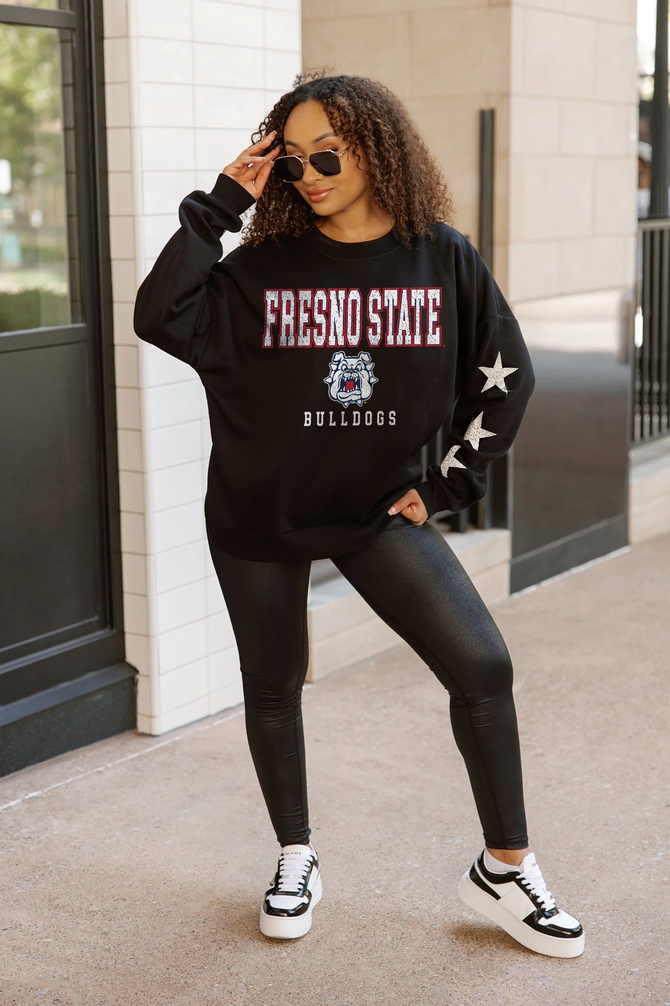 FRESNO STATE BULLDOGS VELOCITY STAR EMBELLISHED CREW SWEATSHIRT - Image 3