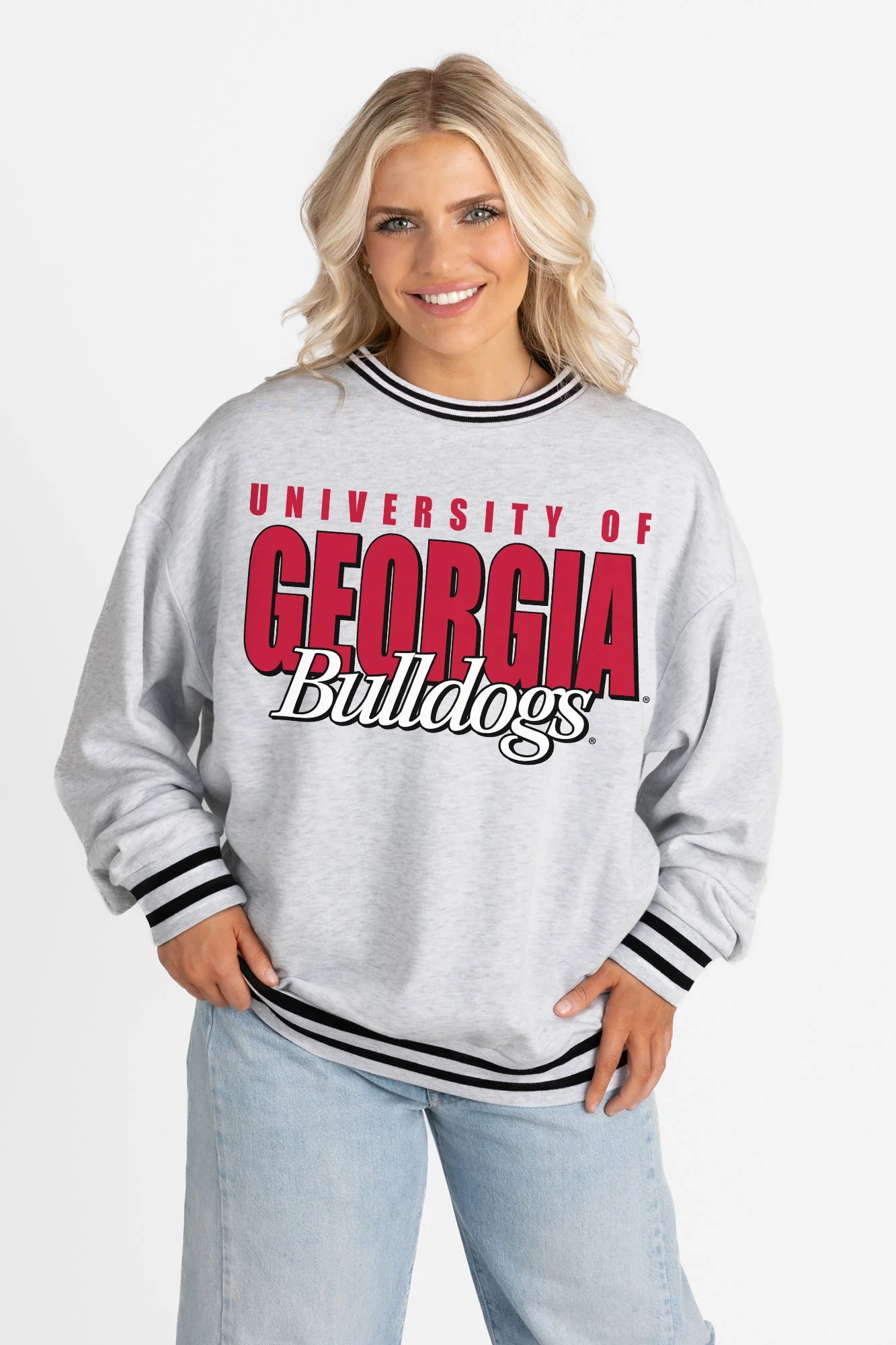 GEORGIA BULLDOGS SHOWDOWN CREW FLEECE RINGER SWEATSHIRT - Image 5