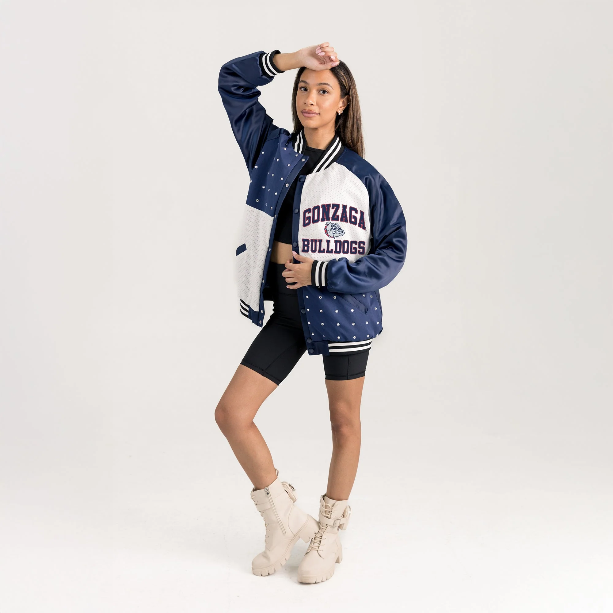 GONZAGA BULLDOGS REFINED RIVALRY THROWBACK VARSITY BOMBER JACKET - Image 5