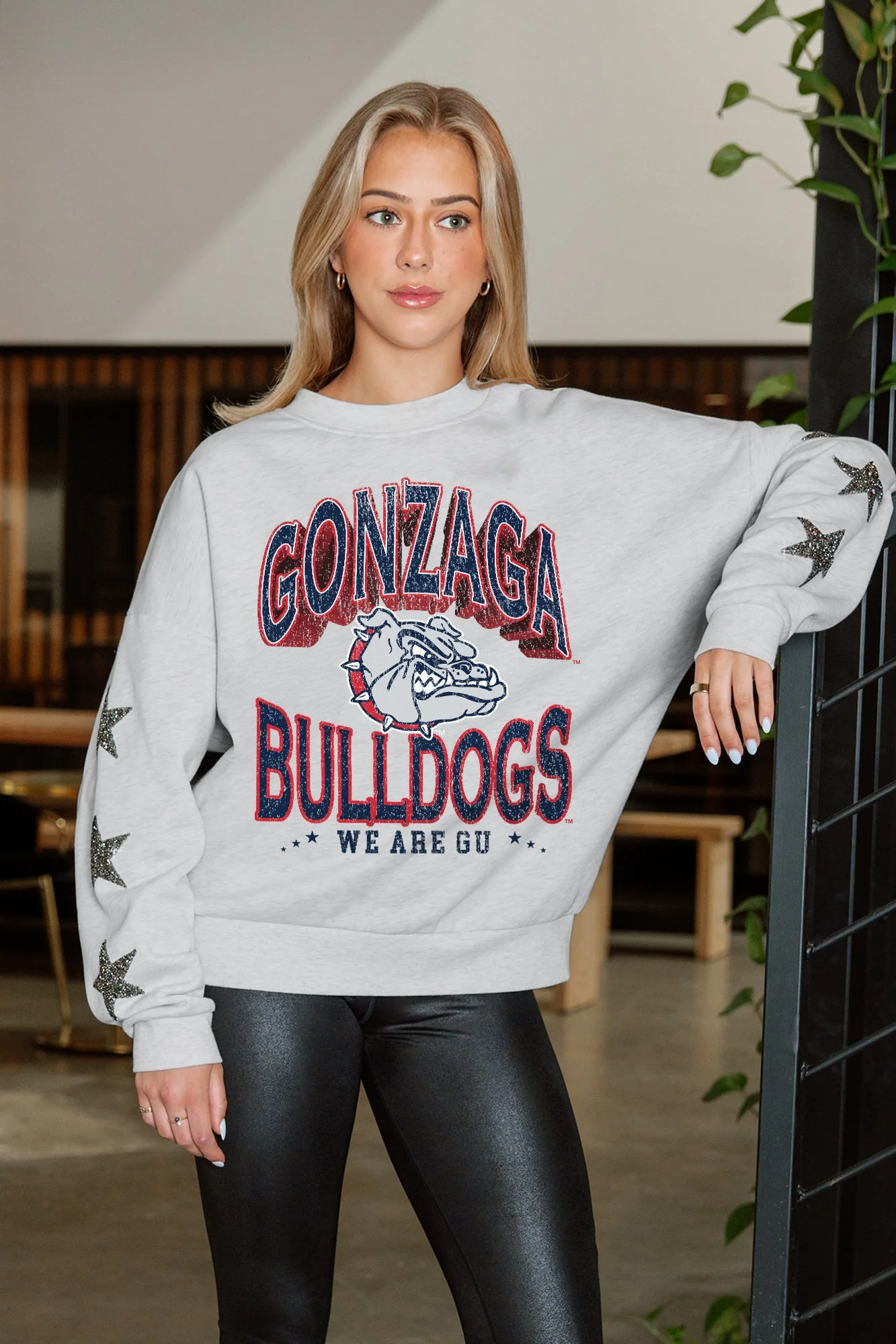 GONZAGA BULLDOGS RESILIENCE STAR EMBELLISHED CREW SWEATSHIRT - Image 2