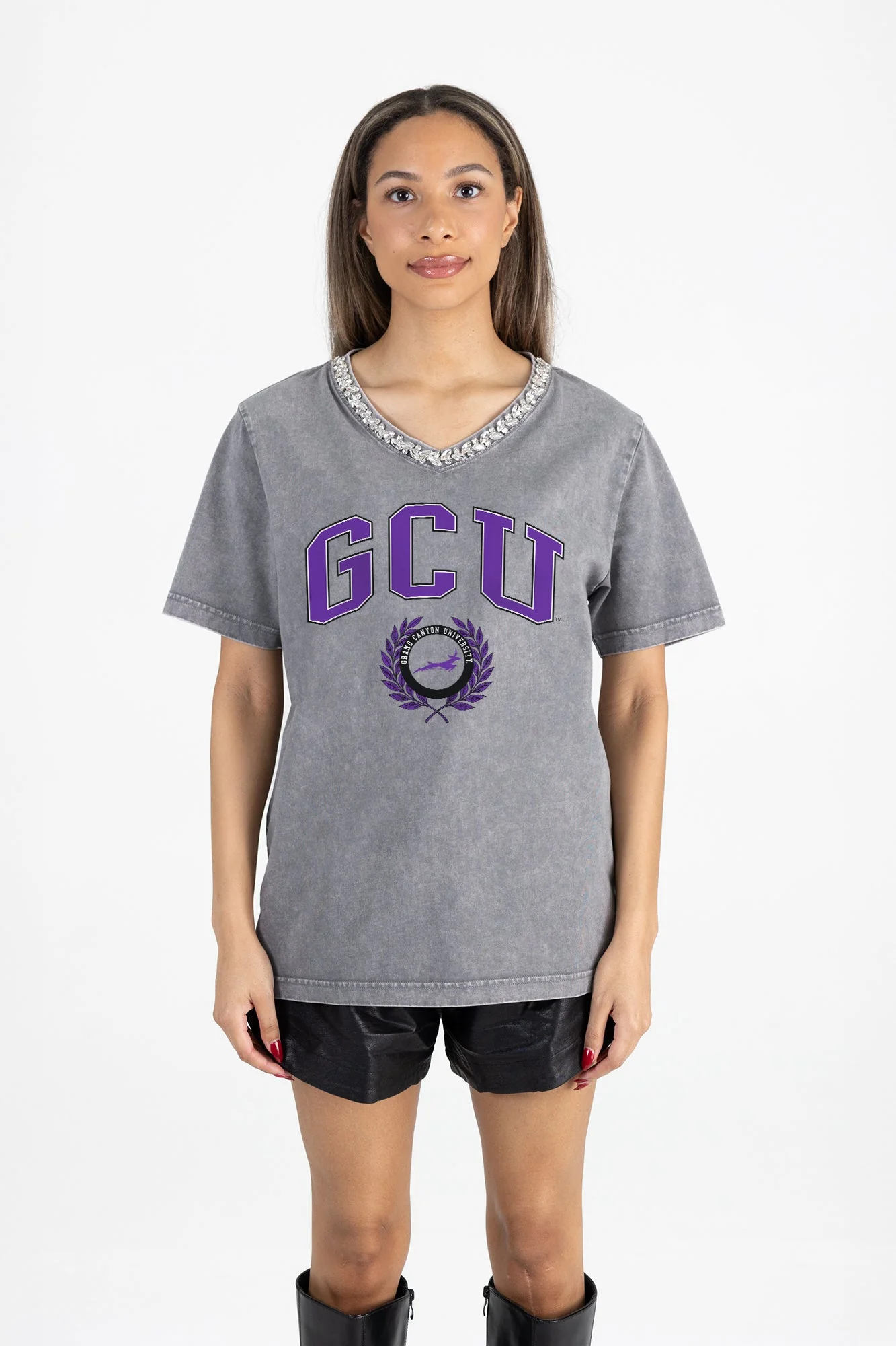 GRAND CANYON ANTELOPES ICONIC EDGE RHINESTONE TRIM V-NECK TEE - Image 5