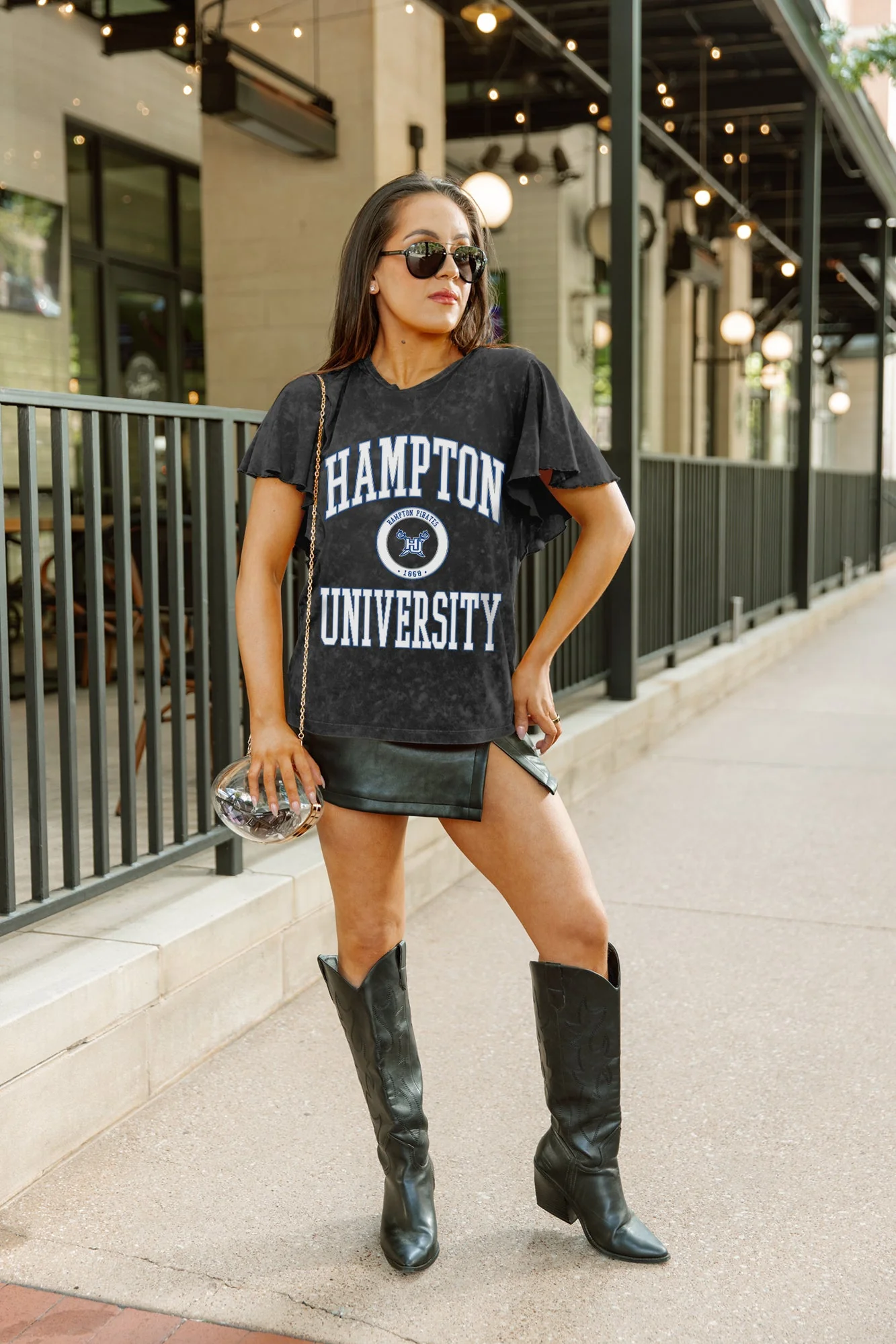 HAMPTON PIRATES VICTORY MODE FLUTTER SLEEVE TEE IN BLACK - Image 2