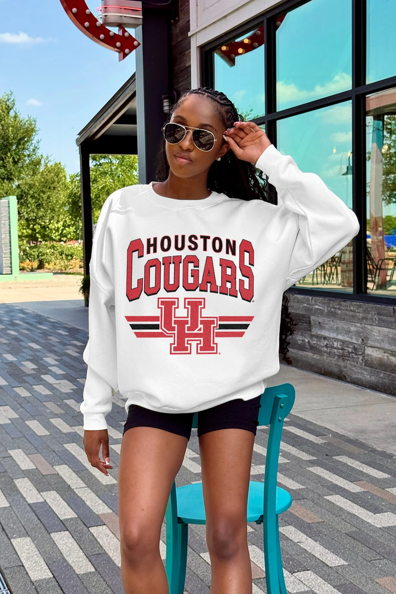 HOUSTON COUGARS SWIFT STRIKE PREMIUM FLEECE DROP SHOULDER CREWNECK PULLOVER - Image 2