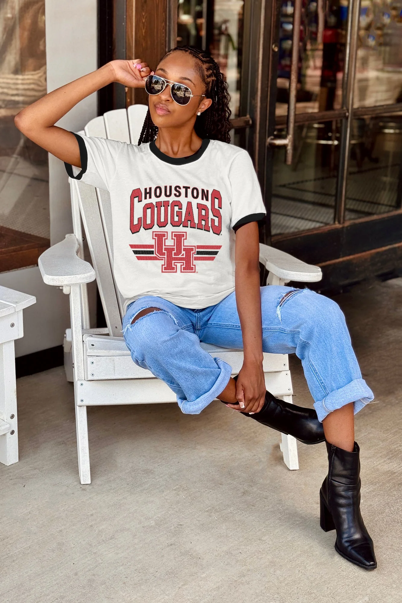 HOUSTON COUGARS SWIFT STRIKE VINTAGE RINGER TEE - Image 3