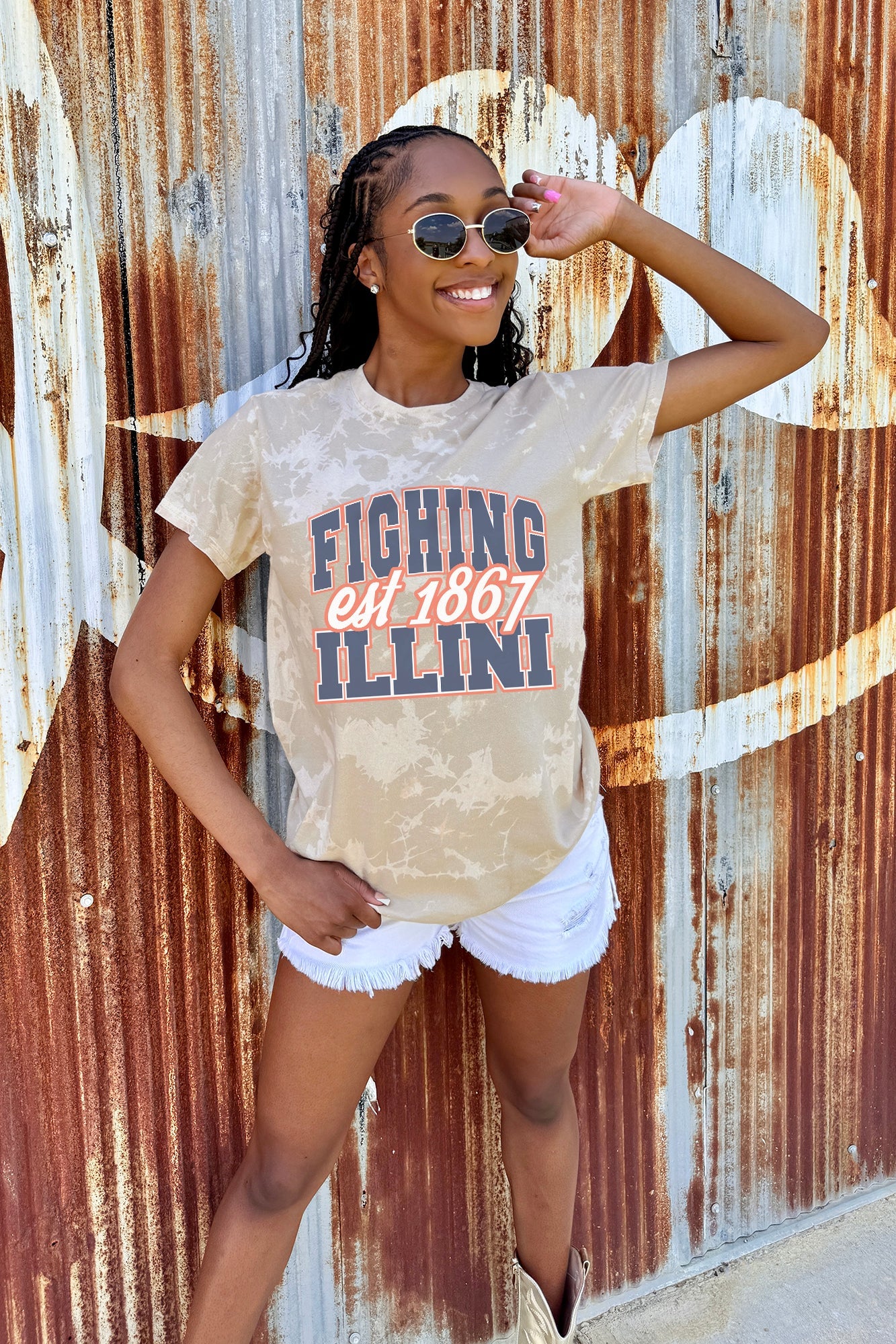 ILLINOIS FIGHTING ILLINI DEEP ROOTS BLEACH WASH TEE - Image 3