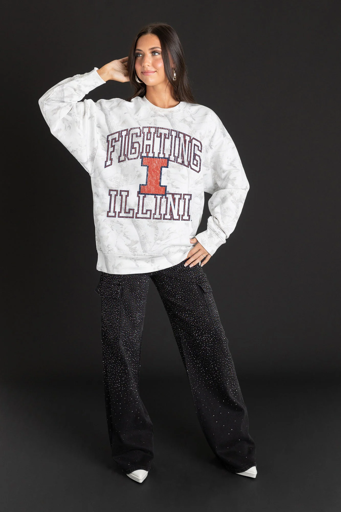 ILLINOIS FIGHTING ILLINI WHITEOUT PREMIUM DROP SHOULDER CAMO PULLOVER - Image 3