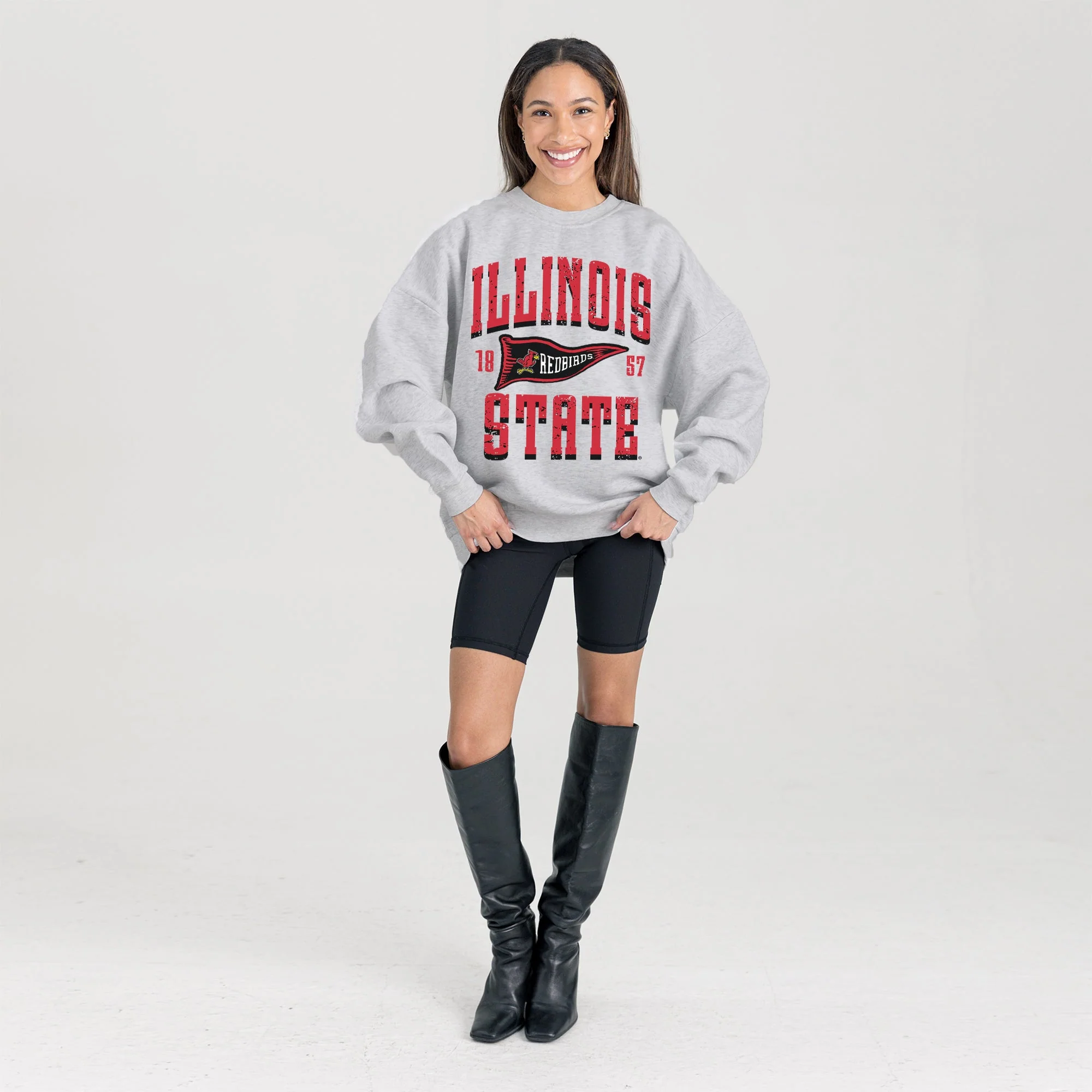 ILLINOIS STATE REDBIRDS PENNANT PRIDE PREMIUM FLEECE DROP SHOULDER CREWNECK PULLOVER - Image 6