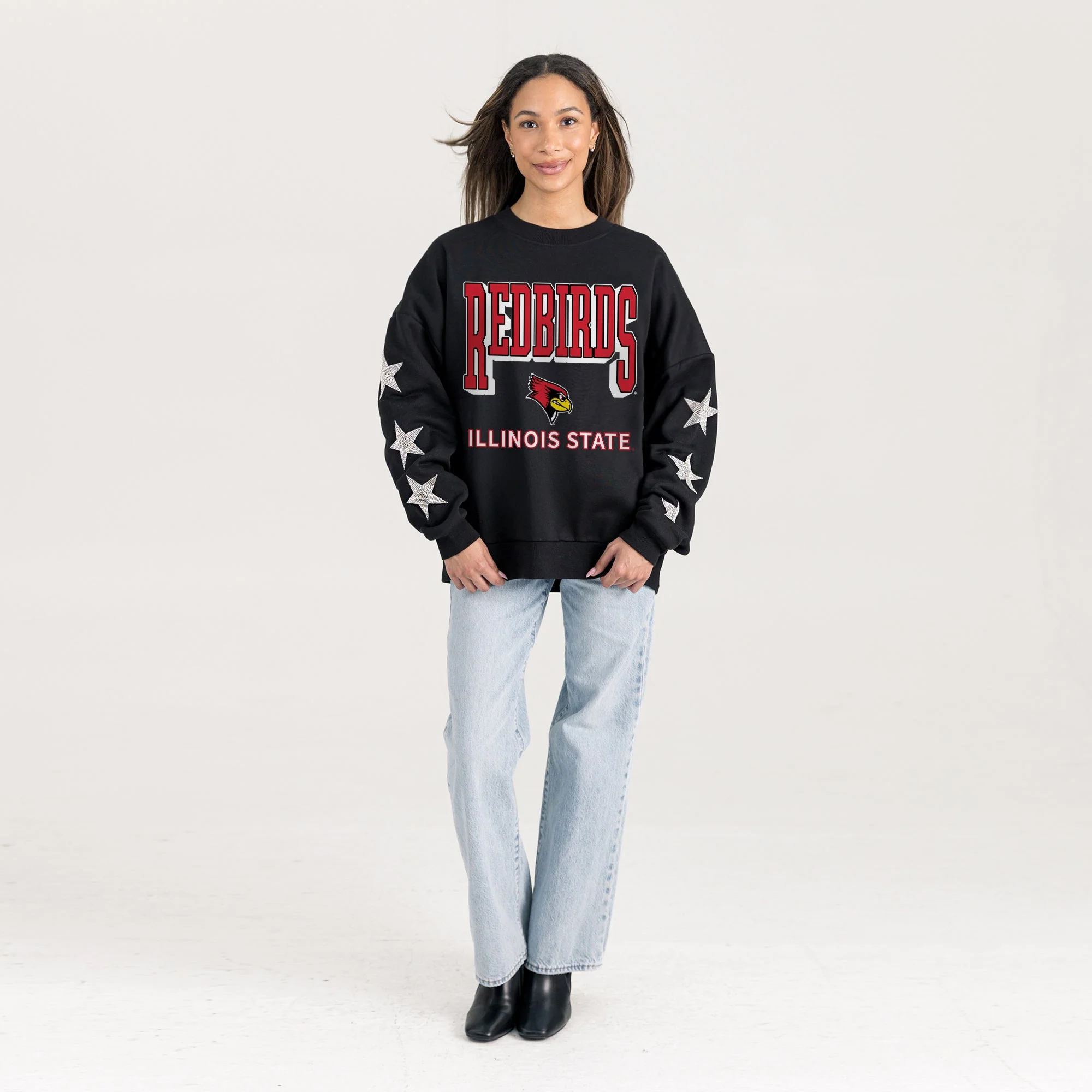 ILLINOIS STATE REDBIRDS PURE VICTORY EMBELLISHED STAR SLEEVE CREWNECK PULLOVER - Image 4