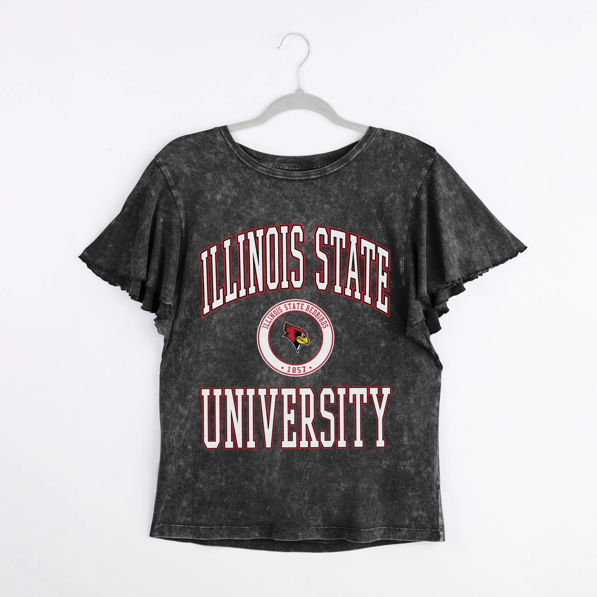 ILLINOIS STATE REDBIRDS VICTORY MODE FLUTTER SLEEVE TEE IN BLACK - Image 8