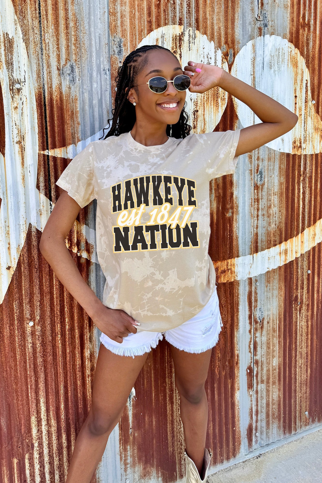 IOWA HAWKEYES DEEP ROOTS BLEACH WASH TEE - Image 3