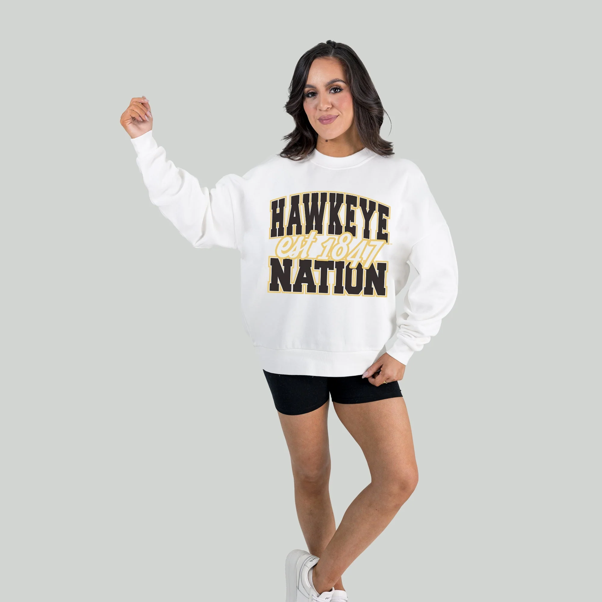 IOWA HAWKEYES FADED FORMATION PREMIUM FLEECE DROP SHOULDER CREWNECK PULLOVER - Image 4
