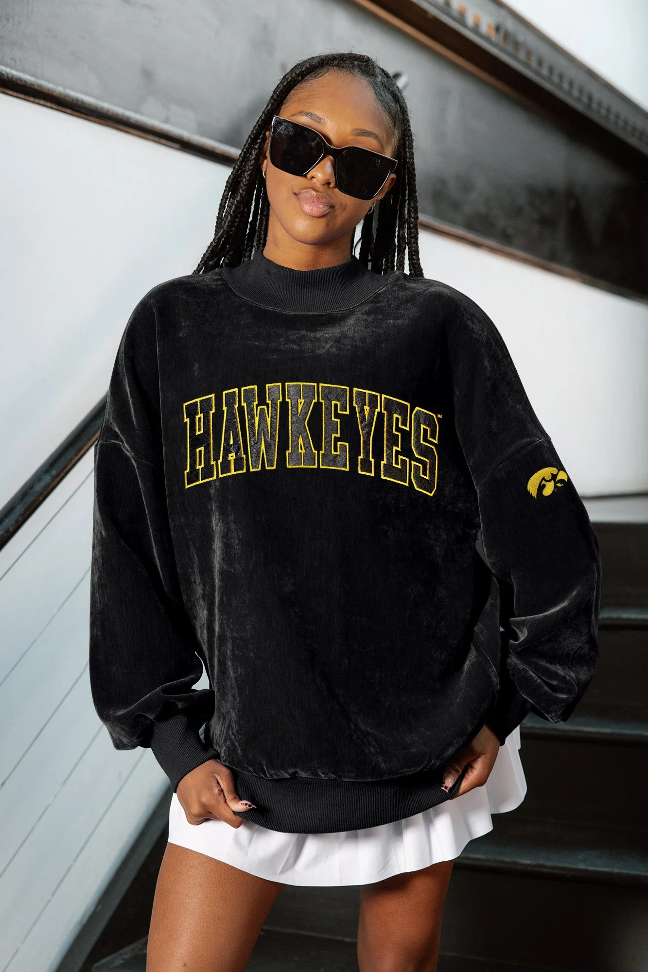 IOWA HAWKEYES MAKE A MOVE MOCK NECK CHENILLE PULLOVER - Image 10