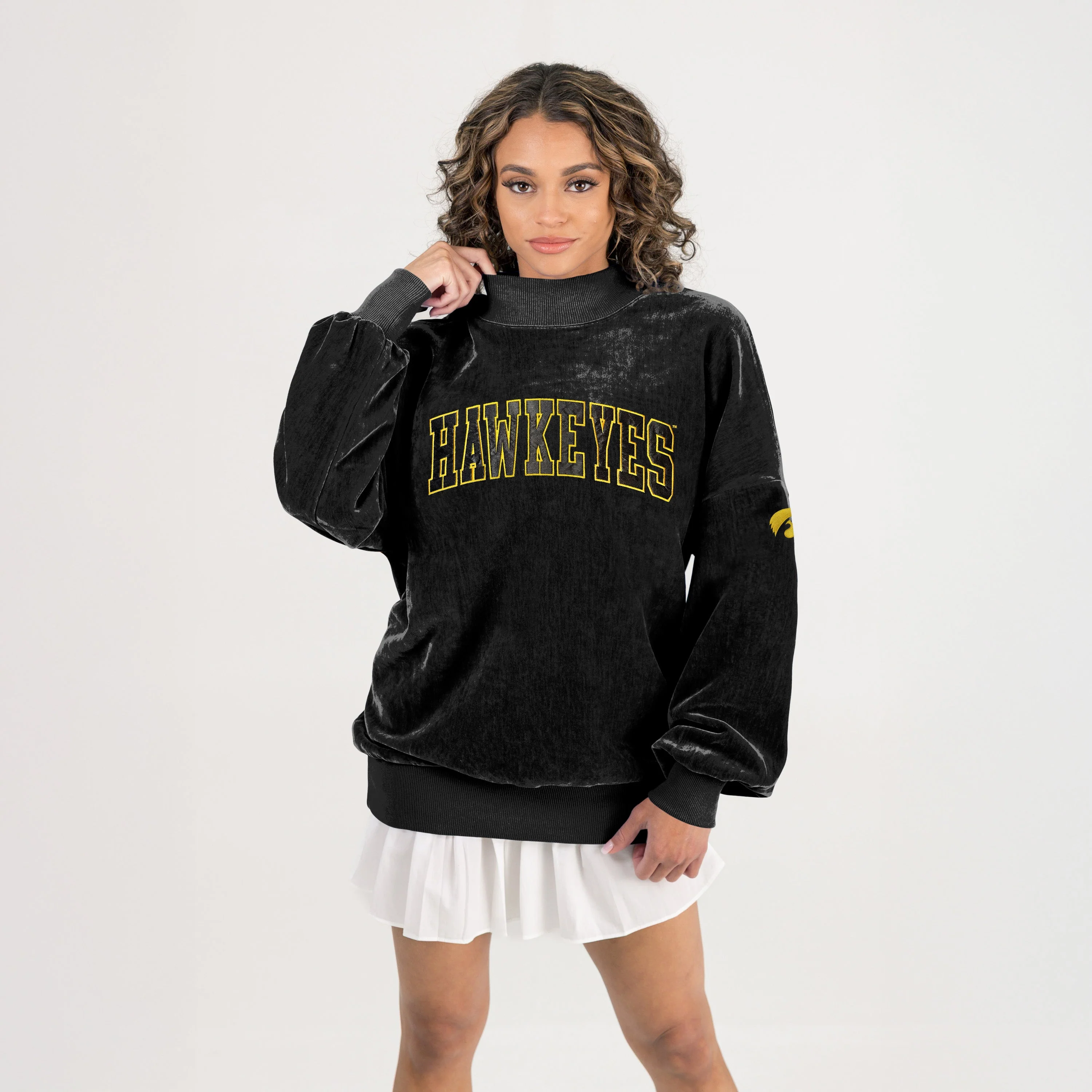 IOWA HAWKEYES MAKE A MOVE MOCK NECK CHENILLE PULLOVER - Image 5