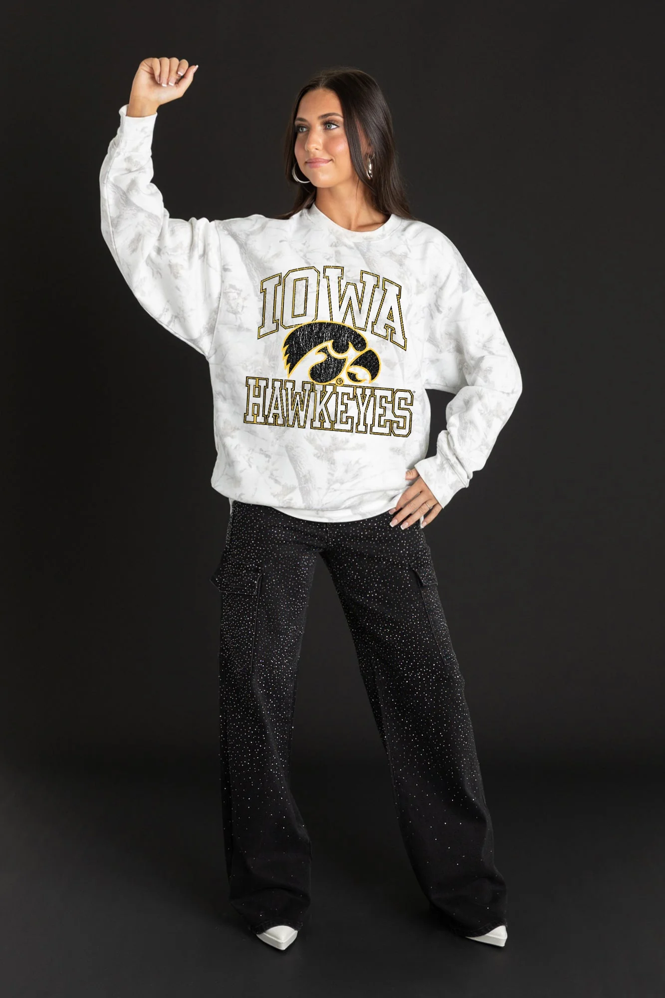 IOWA HAWKEYES WHITEOUT PREMIUM DROP SHOULDER CAMO PULLOVER - Image 4