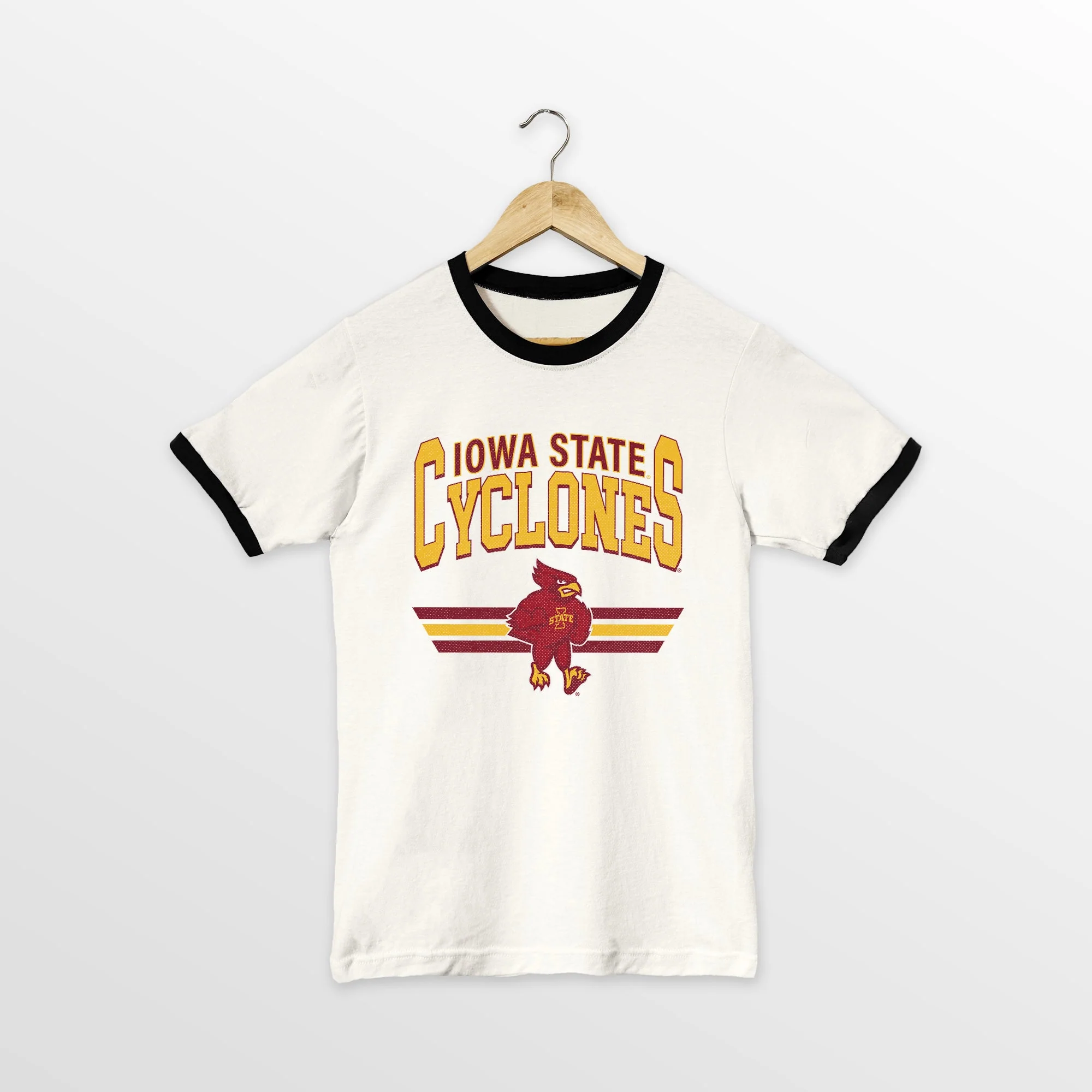 IOWA STATE CYCLONES SWIFT STRIKE VINTAGE RINGER TEE