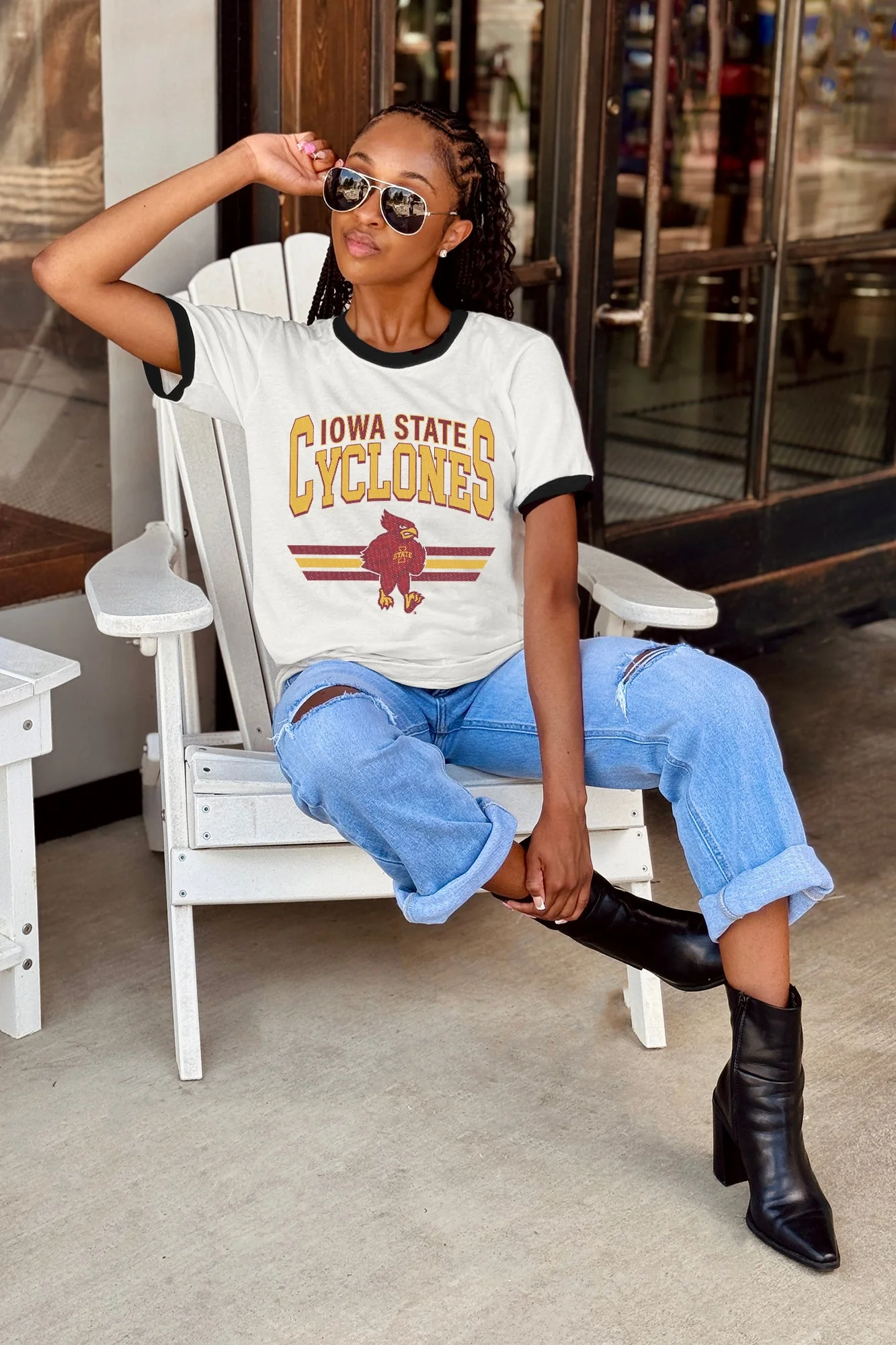 IOWA STATE CYCLONES SWIFT STRIKE VINTAGE RINGER TEE - Image 3