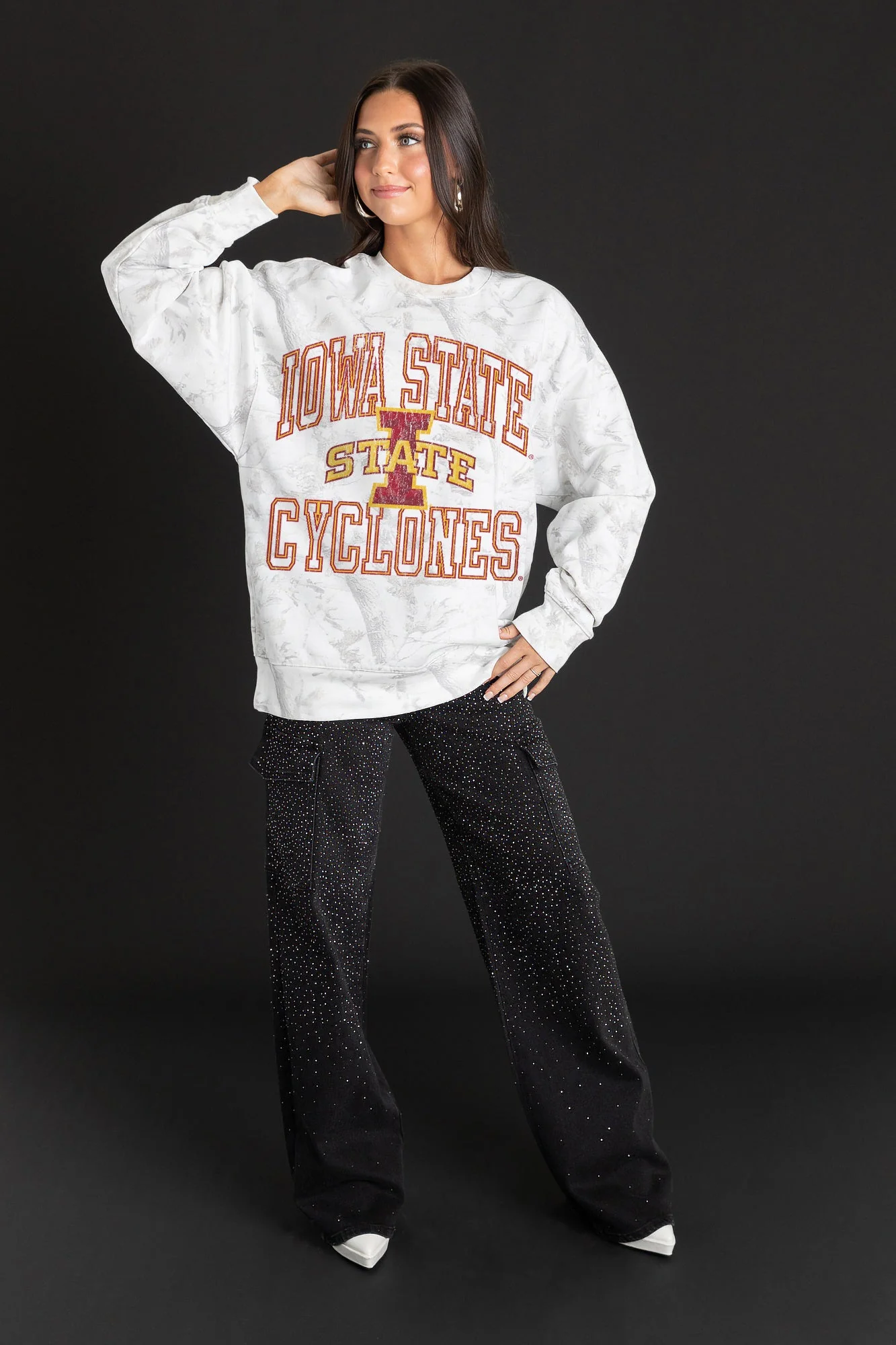 IOWA STATE CYCLONES WHITEOUT PREMIUM DROP SHOULDER CAMO PULLOVER - Image 3