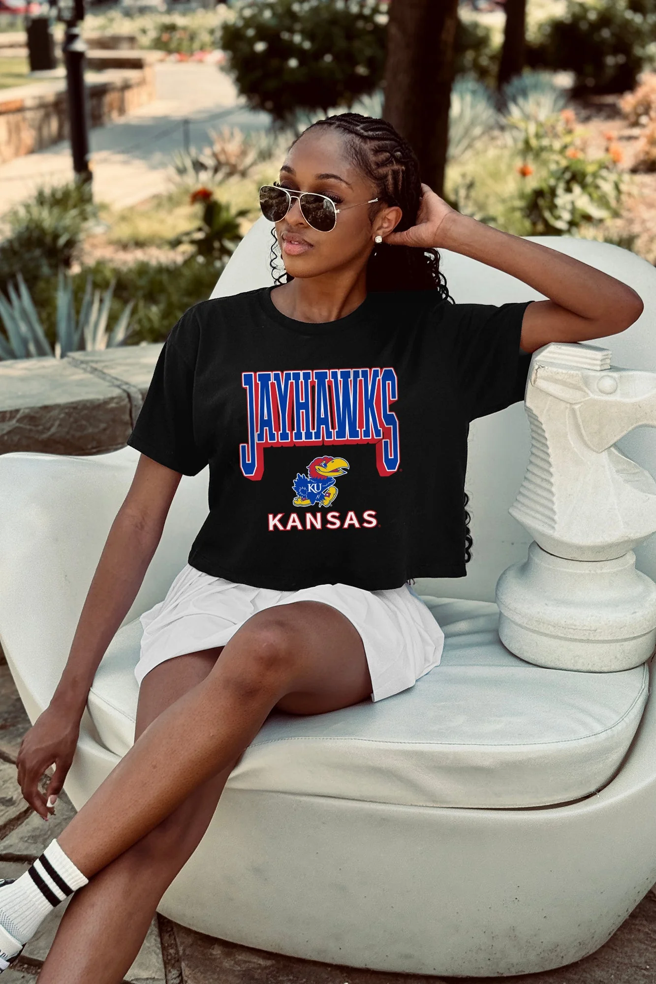 KANSAS JAYHAWKS PURE VICTORY CLASSIC CROP TEE - Image 3