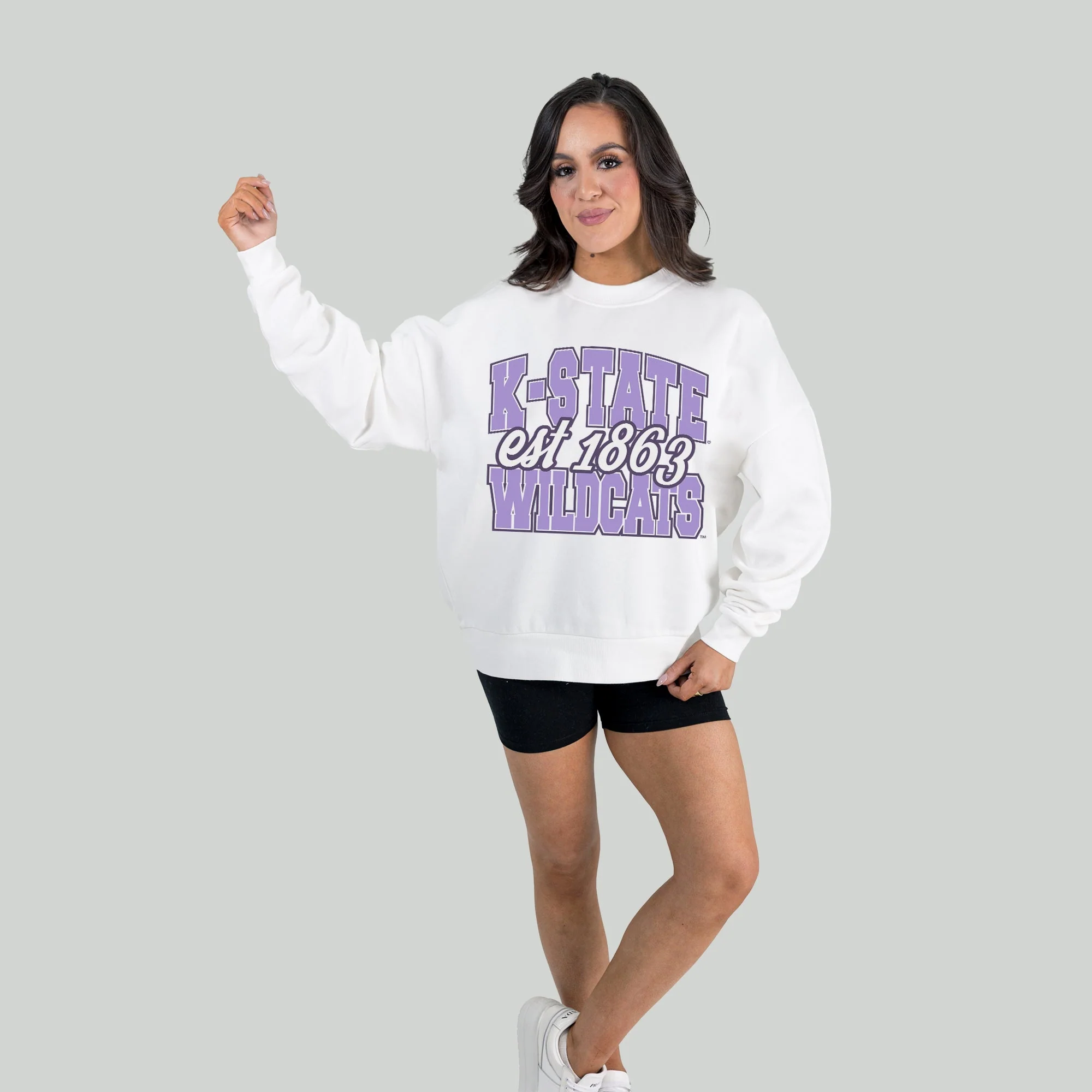 KANSAS STATE WILDCATS FADED FORMATION PREMIUM FLEECE DROP SHOULDER CREWNECK PULLOVER - Image 4
