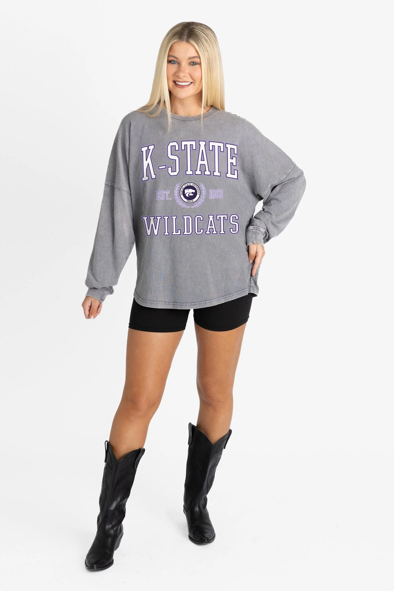 KANSAS STATE WILDCATS FINAL SCORE FADED WASH PULLOVER - Image 5