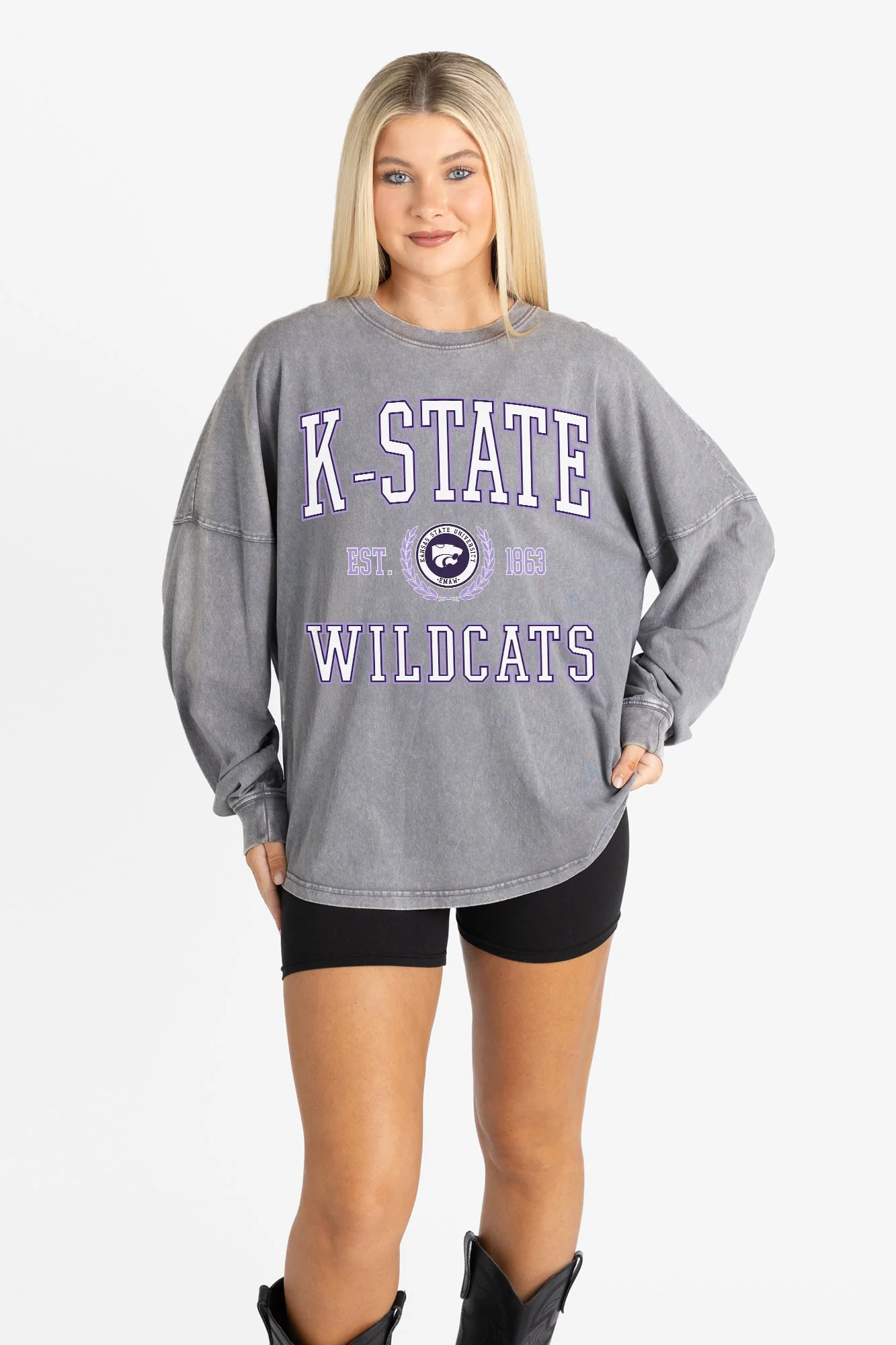 KANSAS STATE WILDCATS FINAL SCORE FADED WASH PULLOVER - Image 6