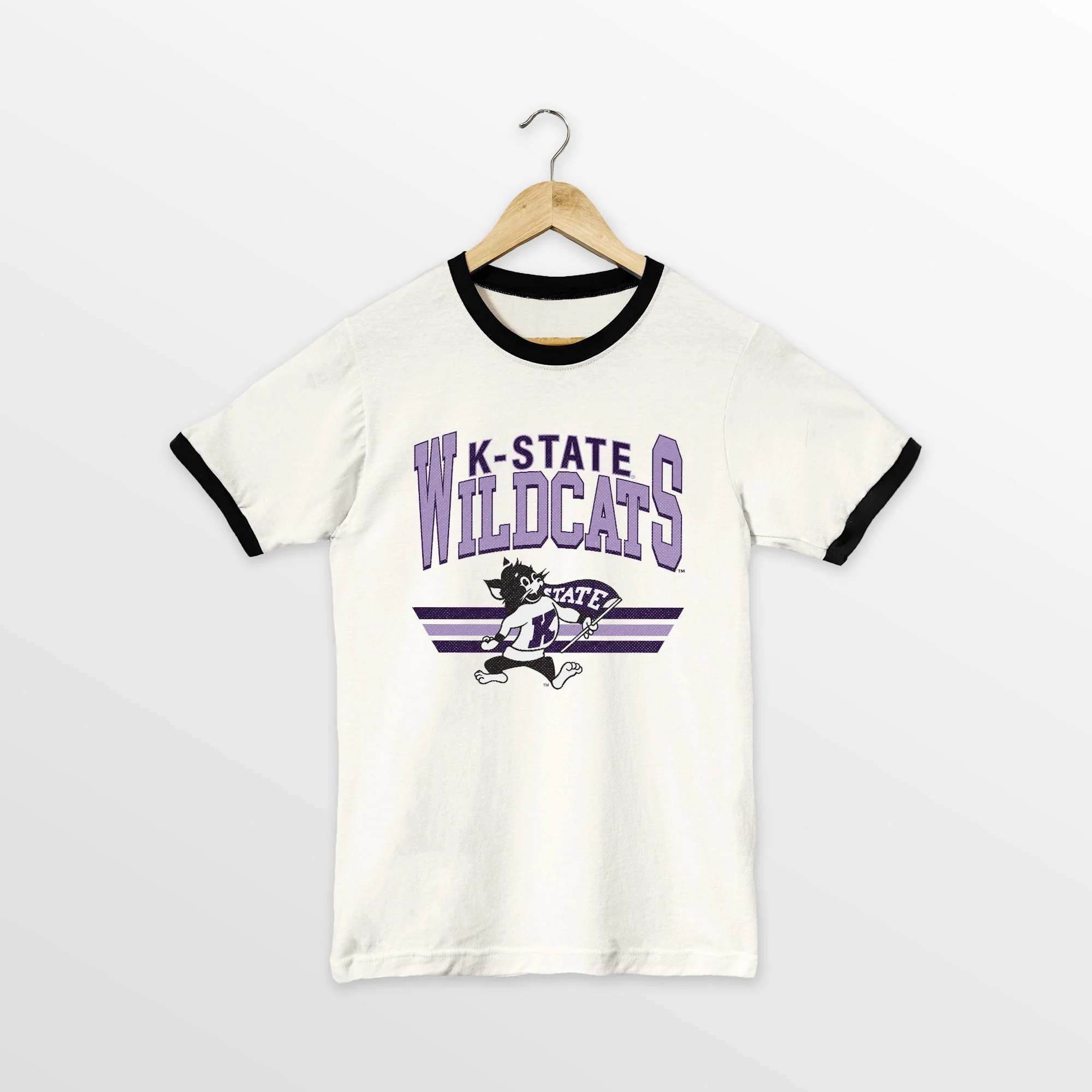 KANSAS STATE WILDCATS SWIFT STRIKE VINTAGE RINGER TEE