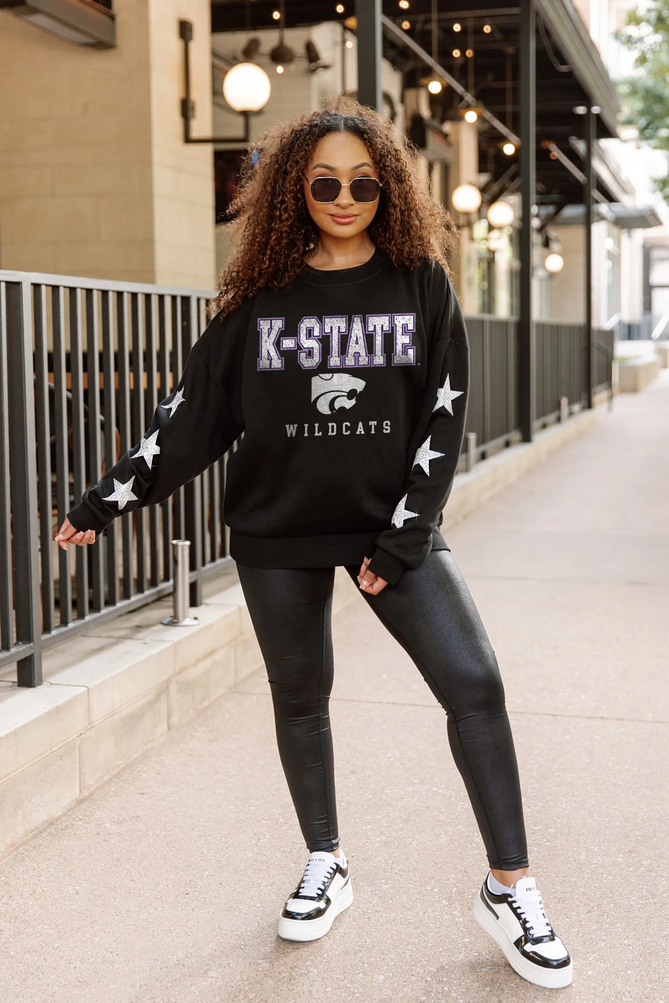 KANSAS STATE WILDCATS VELOCITY STAR EMBELLISHED CREW SWEATSHIRT