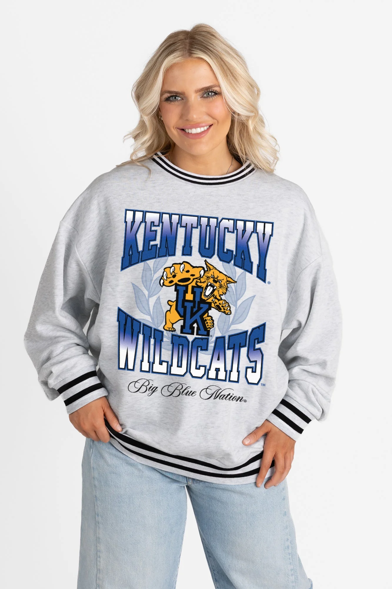 KENTUCKY WILDCATS FADE ROUTE CREW FLEECE RINGER SWEATSHIRT - Image 6
