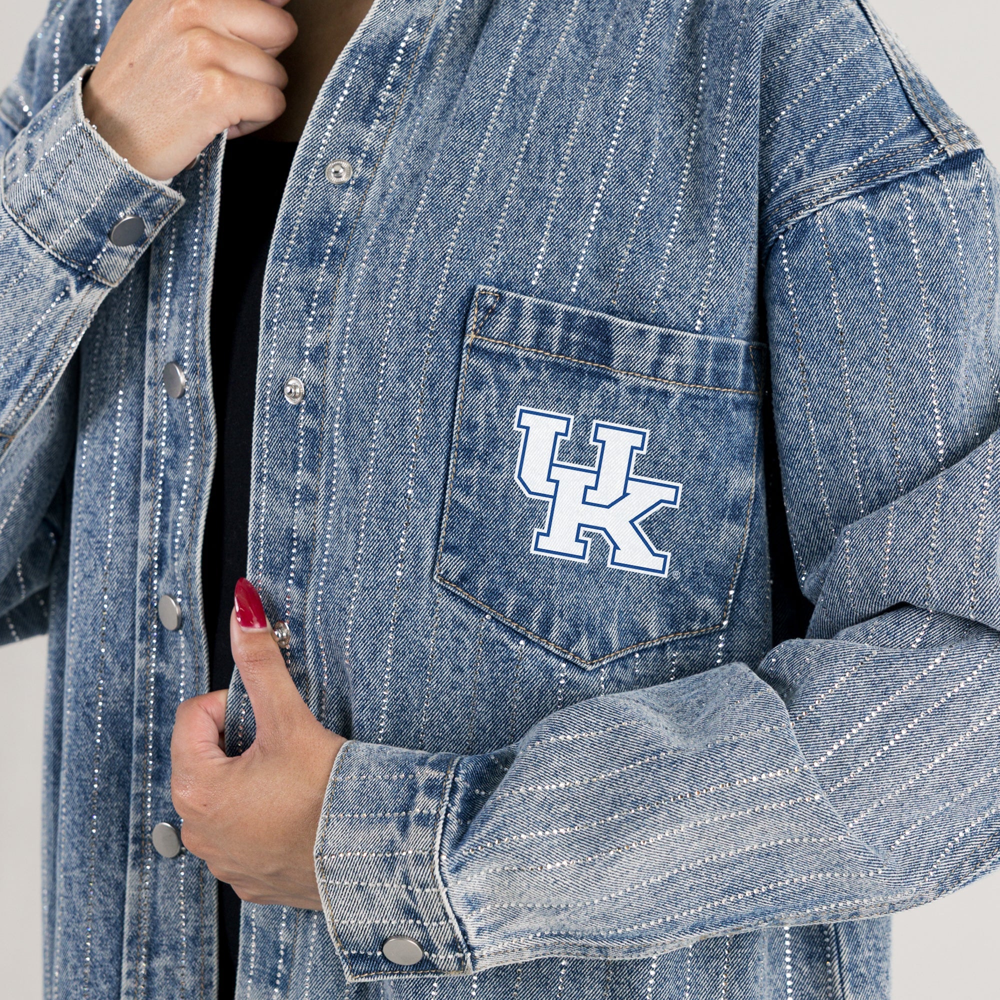 KENTUCKY WILDCATS STYLE'S THE LIMIT MICRO-RHINESTONE DENIM OVERSHIRT - Image 5