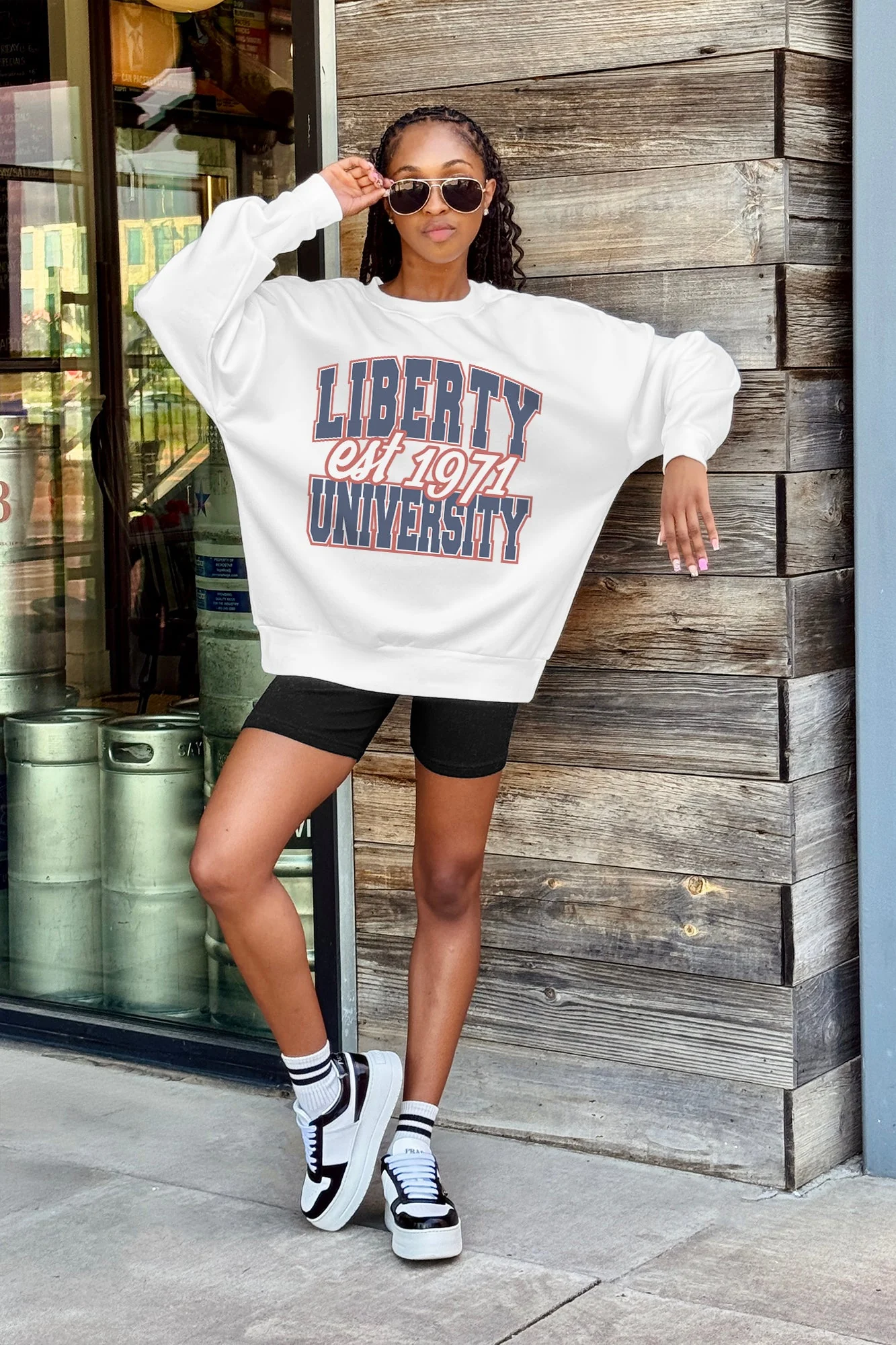 LIBERTY FLAMES FADED FORMATION PREMIUM FLEECE DROP SHOULDER CREWNECK PULLOVER - Image 2