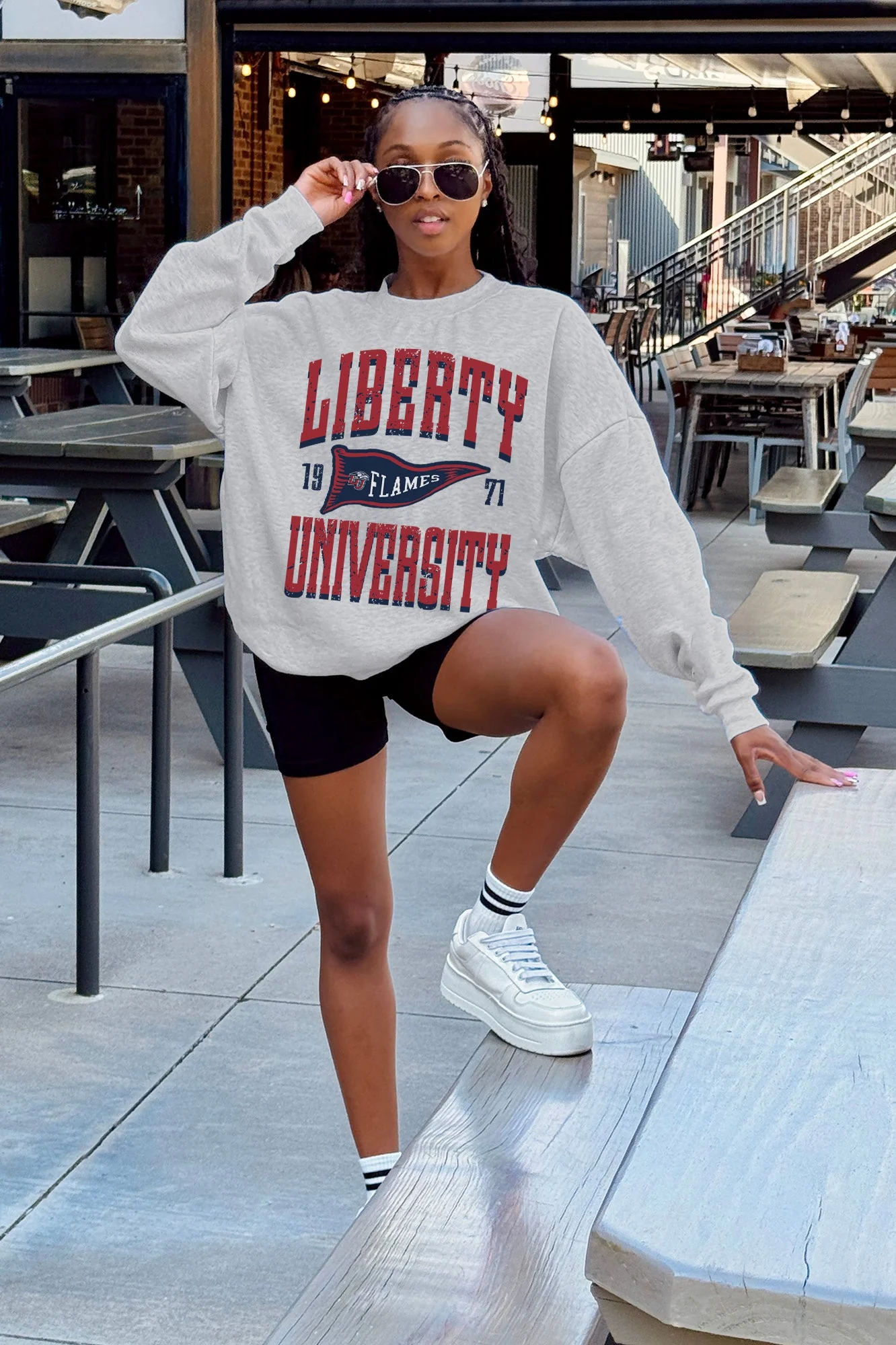 LIBERTY FLAMES PENNANT PRIDE PREMIUM FLEECE DROP SHOULDER CREWNECK PULLOVER - Image 2