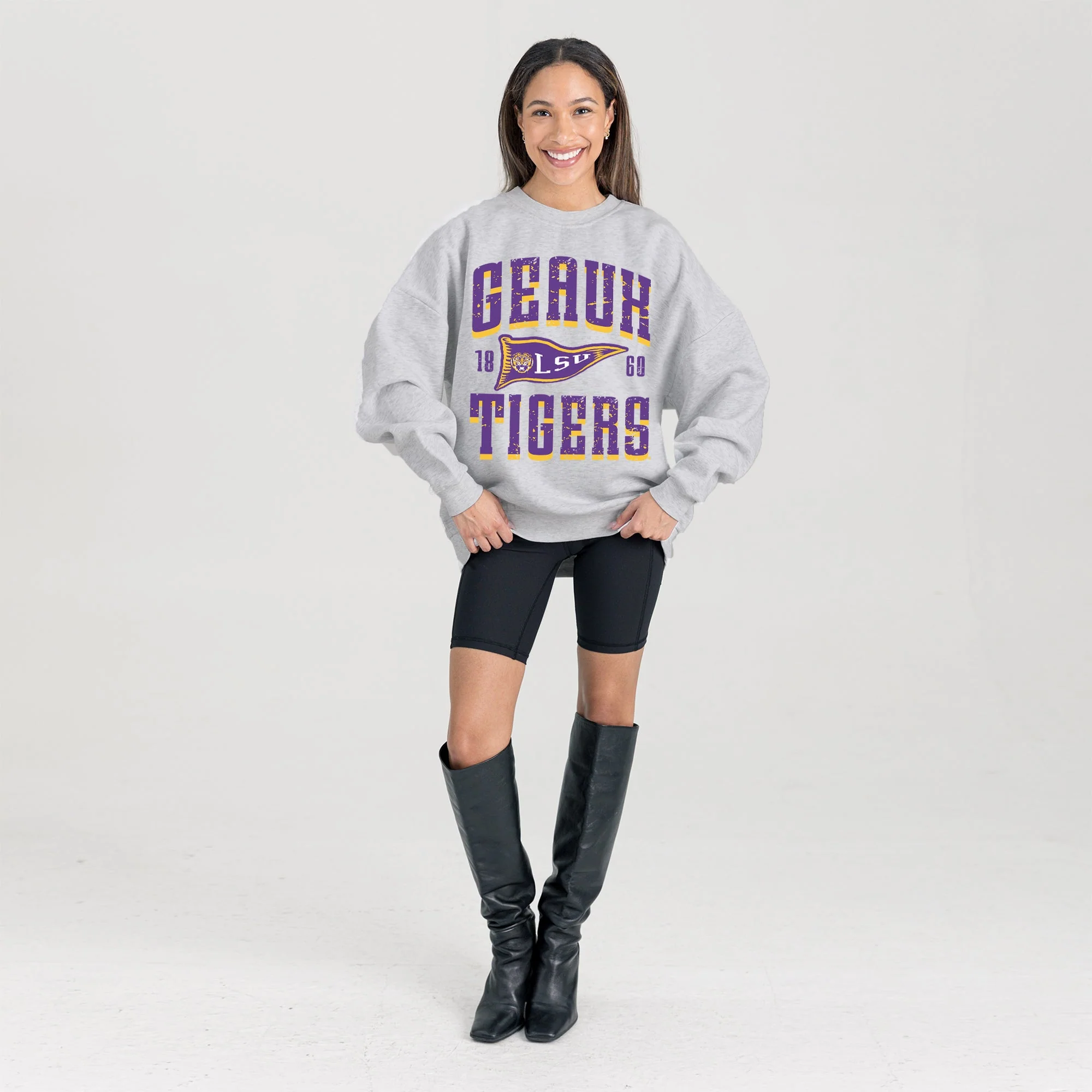 LSU TIGERS PENNANT PRIDE PREMIUM FLEECE DROP SHOULDER CREWNECK PULLOVER - Image 6