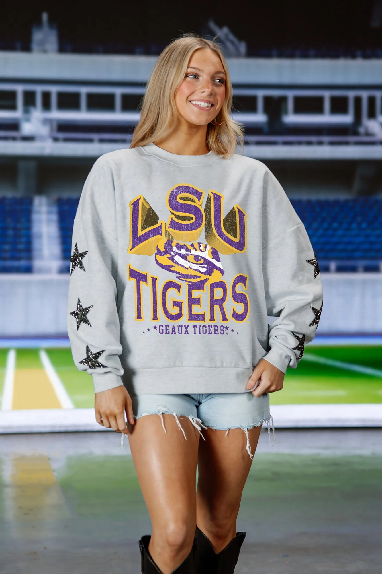 LSU TIGERS RESILIENCE STAR EMBELLISHED CREW SWEATSHIRT - Image 4