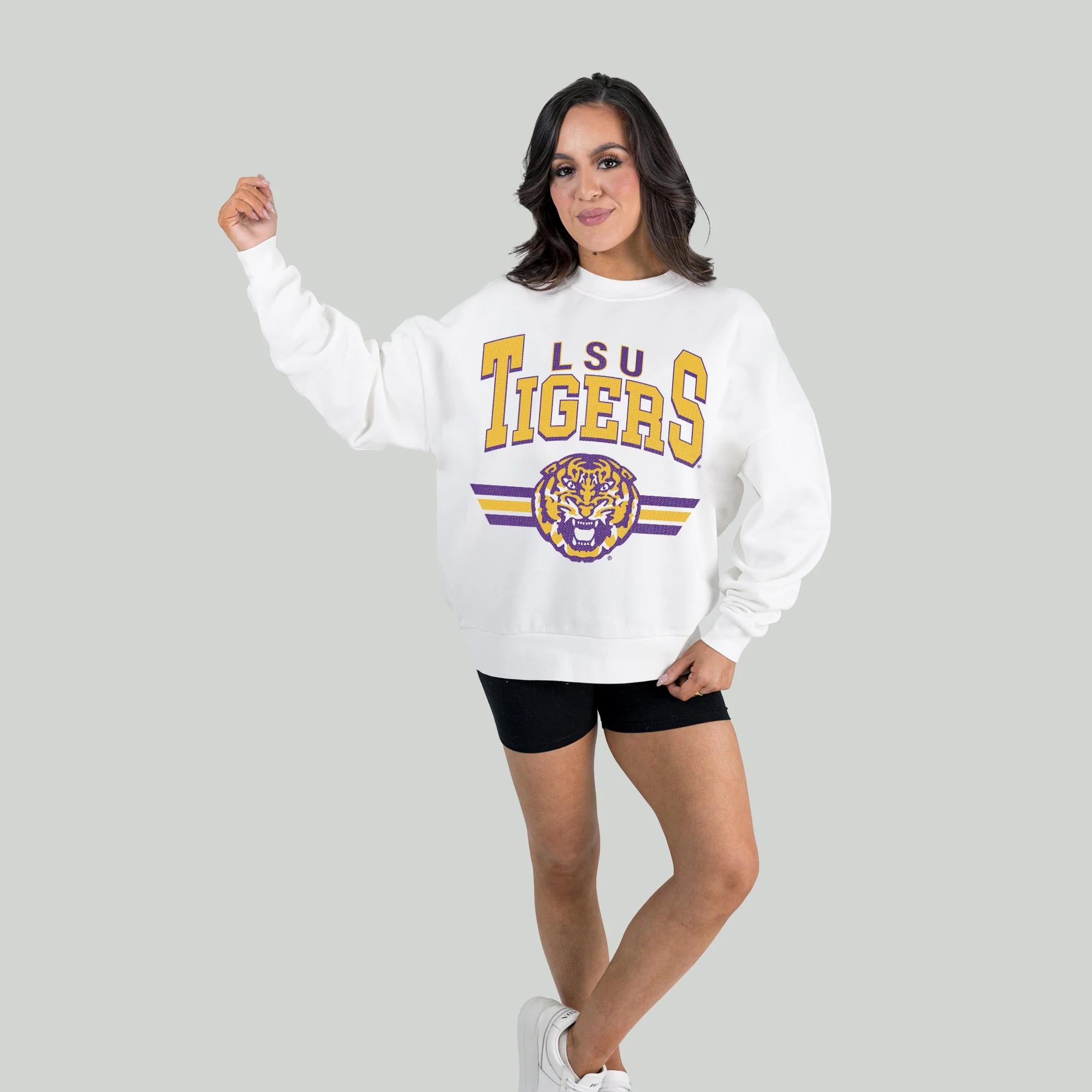 LSU TIGERS SWIFT STRIKE PREMIUM FLEECE DROP SHOULDER CREWNECK PULLOVER - Image 4