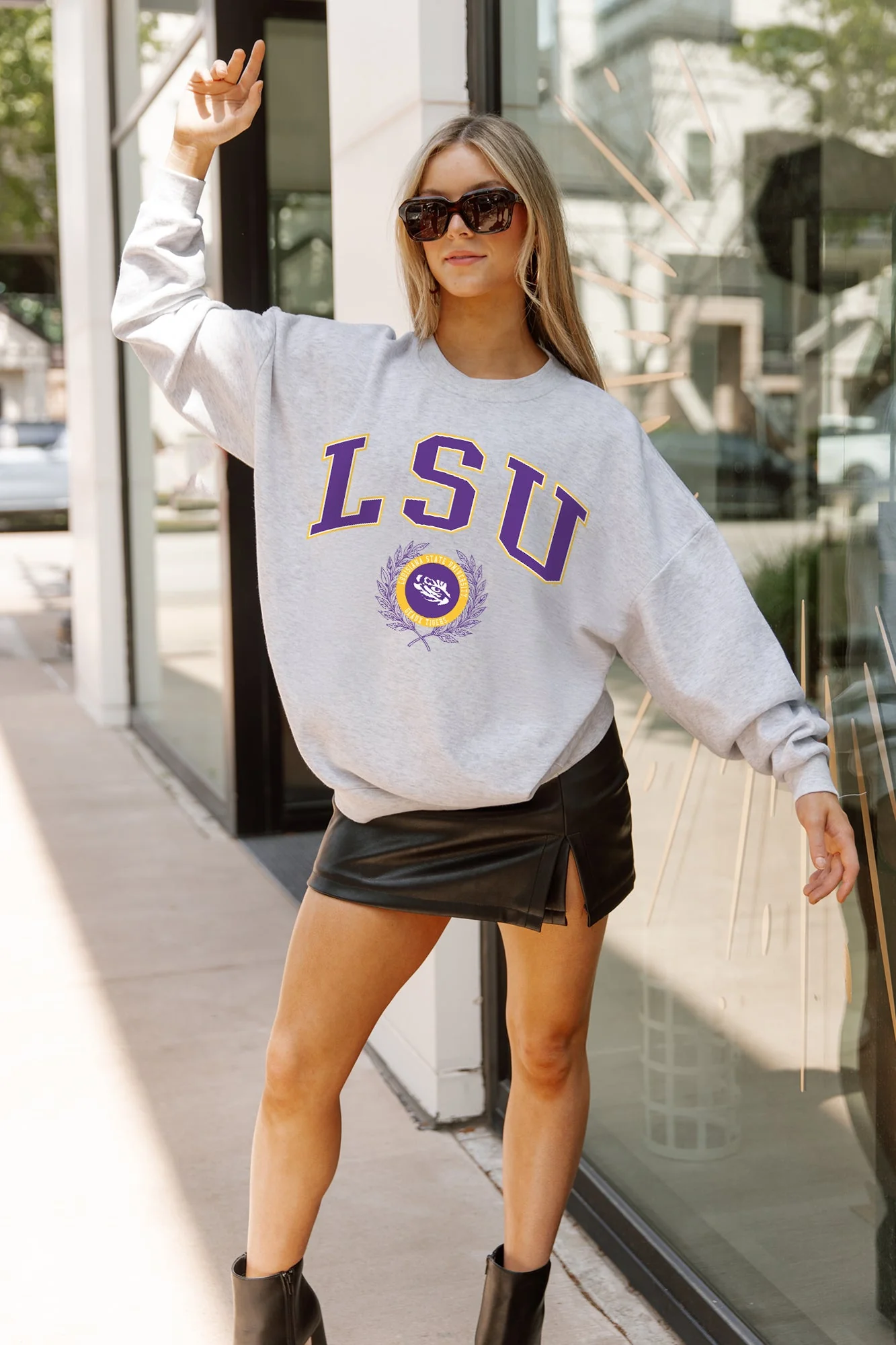 LSU TIGERS TRADITION REFINED PREMIUM FLEECE CREWNECK PULLOVER - Image 3